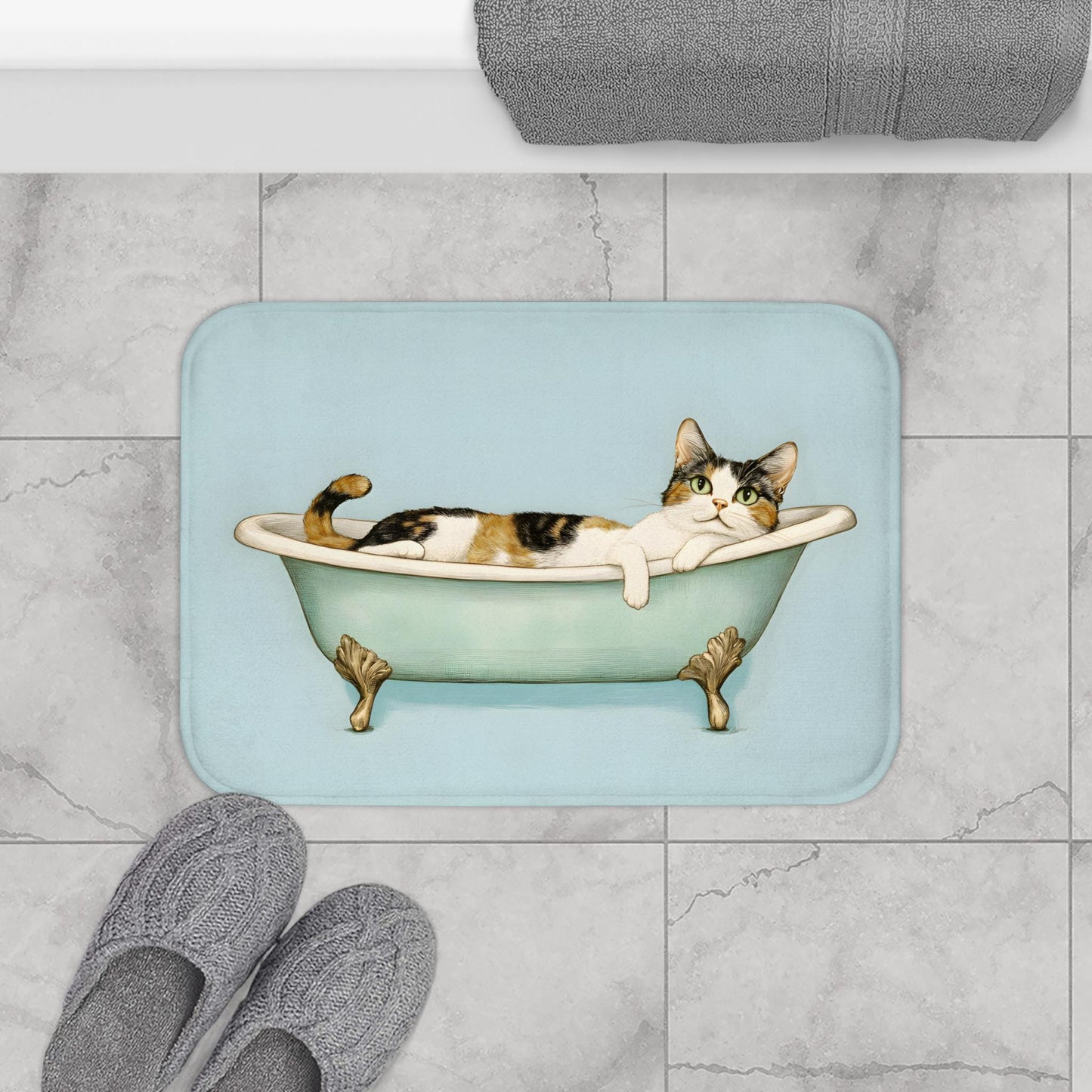 Cat Bath Mat – Cute Cat Bathroom Rug, Kitty Decor, Soft Non-Slip