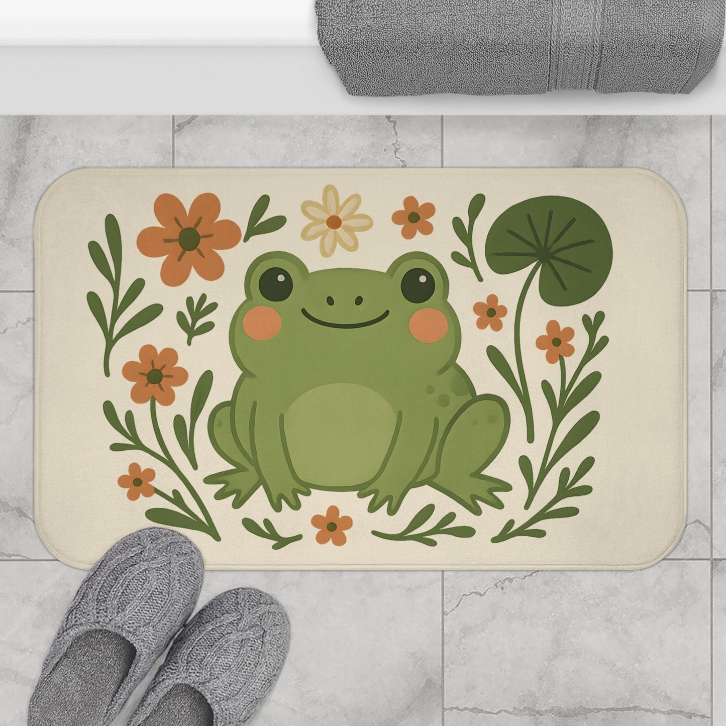 Frog Bath Mat – Cute Smiling Frog Bathroom Rug