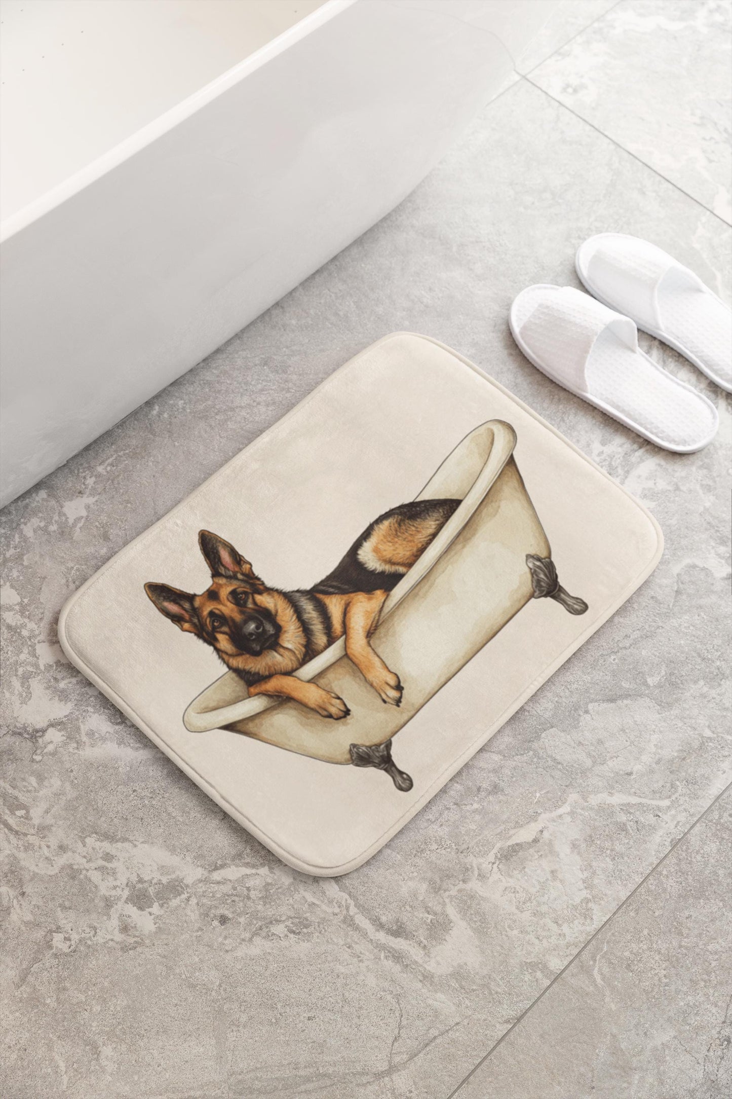 German Shepherd Bath Mat – Cute Dog Bathroom Rug for Pet Owners