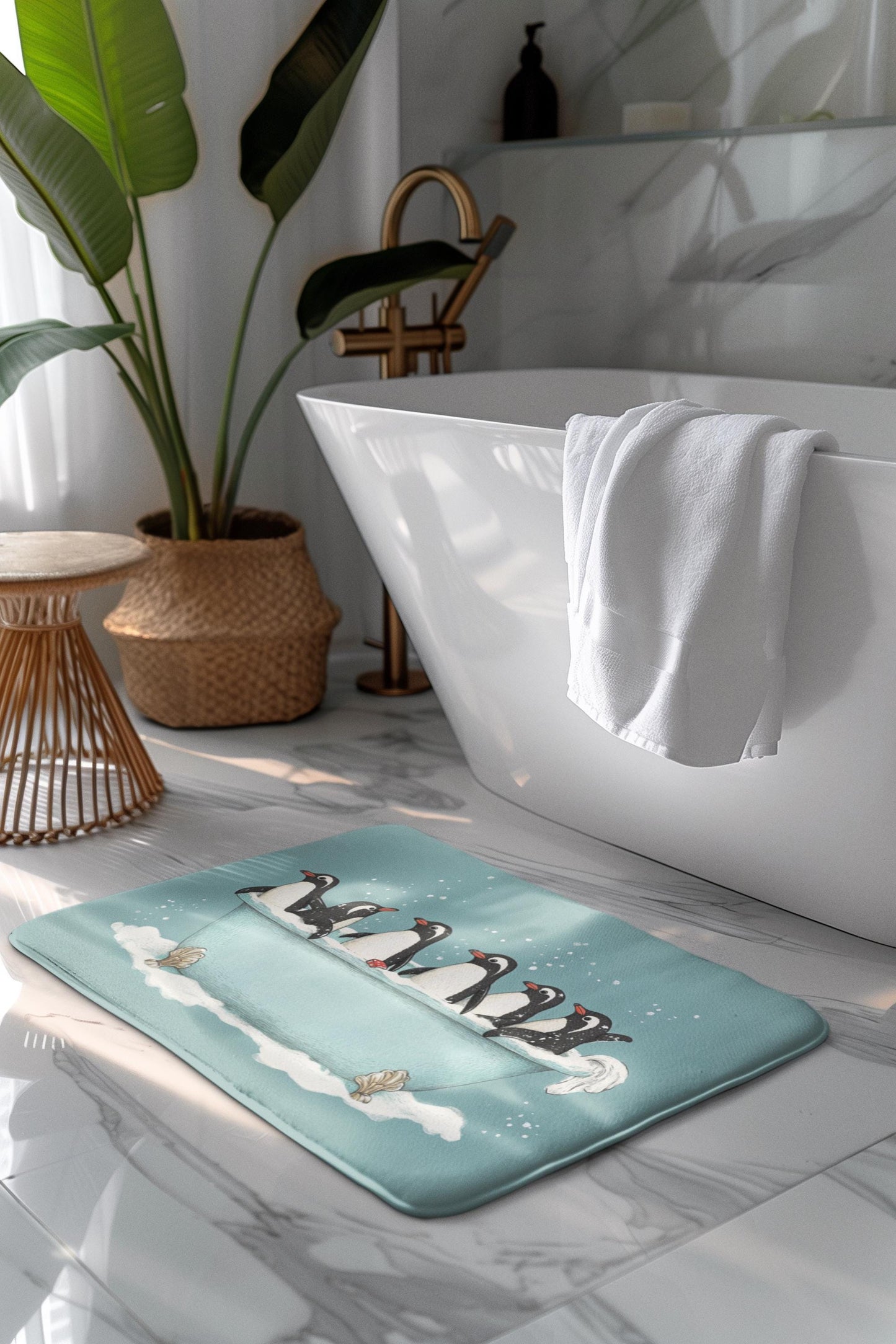 Penguin Bath Mat – Cute Winter Animal Bathroom Rug