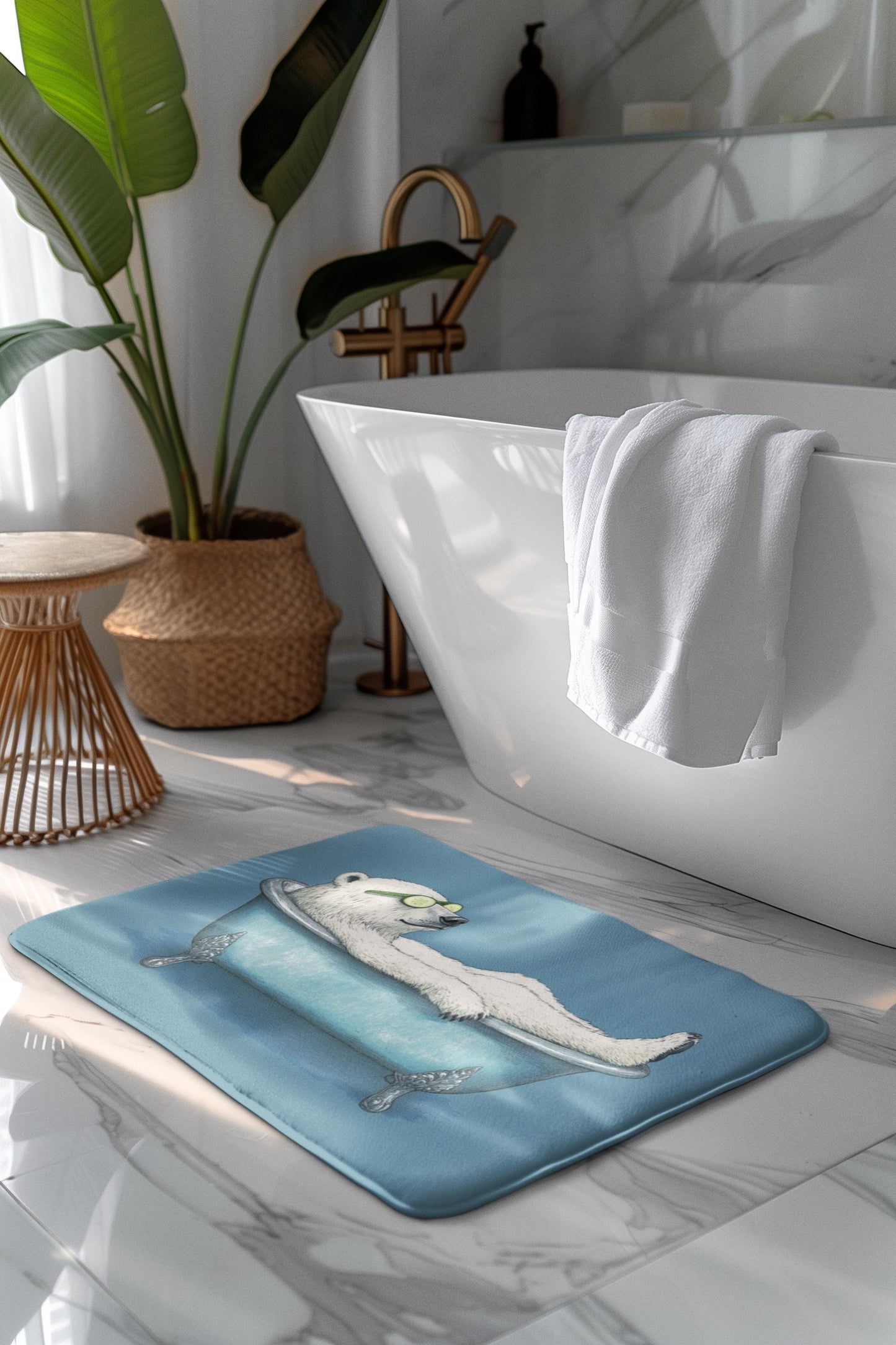 Cute Polar Bear Bath Mat – Arctic Animal Bathroom Rug