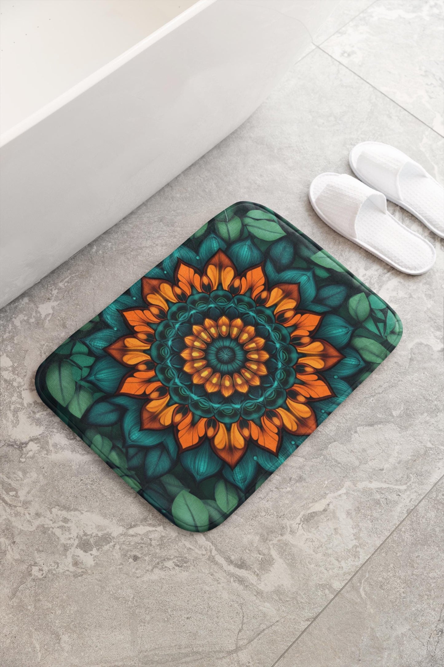 Mandala Bath Mat – Colorful Boho Bathroom Rug