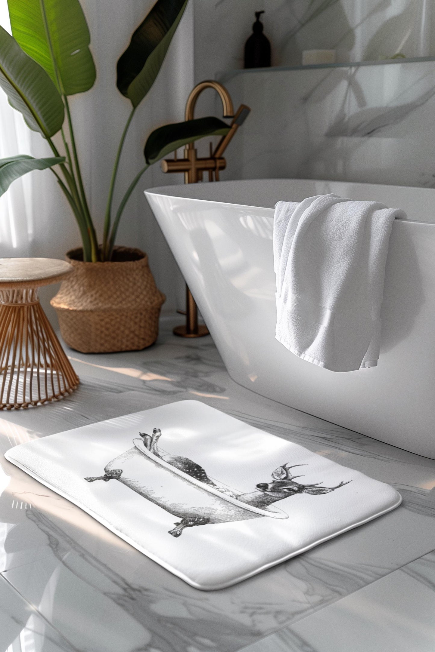 Deer Bath Mat – Woodland Forest Bathroom Rug