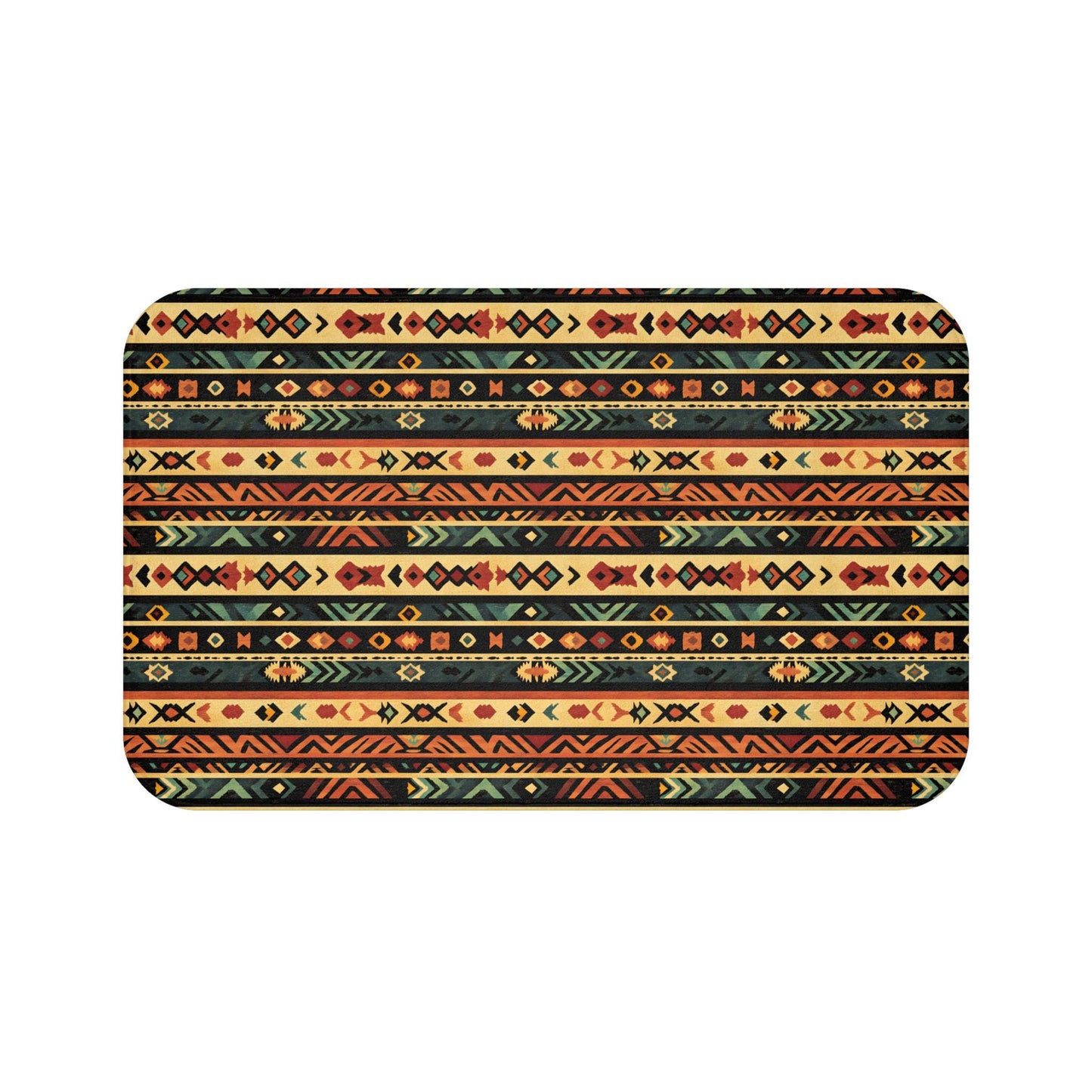 Southwestern Bath Mat – Rustic Boho Bathroom Rug with Tribal Pattern