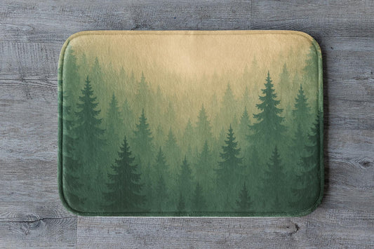 Woodland Bath Mat – Green Forest Bathroom Rug