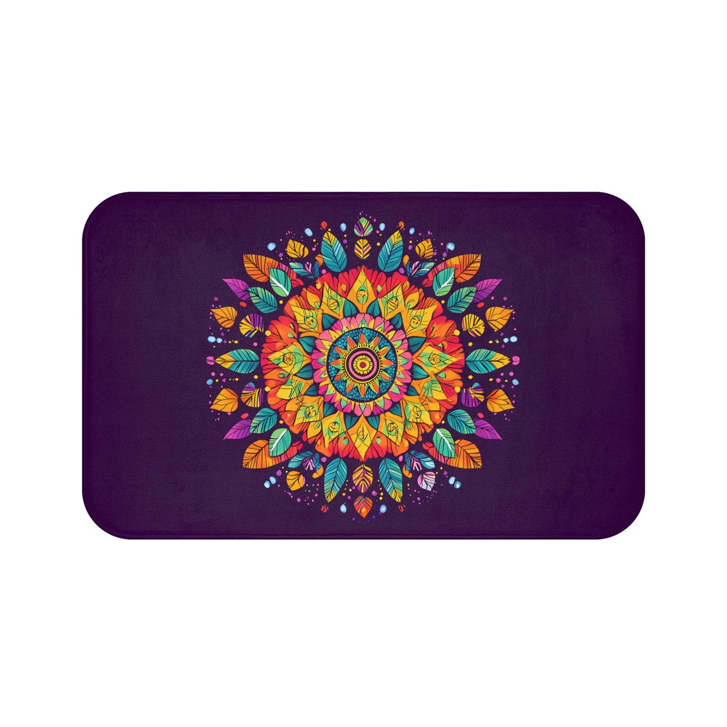 Mandala Bath Mat Colorful Boho Bathroom Decor Non-Slip Soft Rug Art