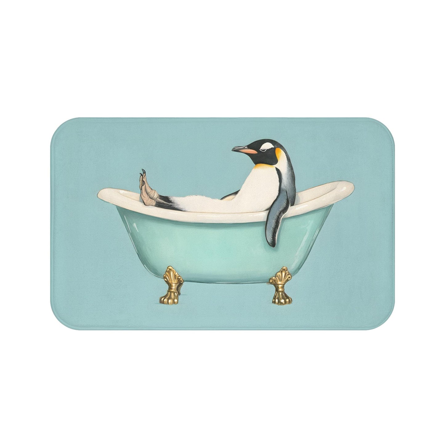 Penguin Bath Mat – Cute Penguin Bathroom Rug, Winter Animal Decor, Soft Non-Slip