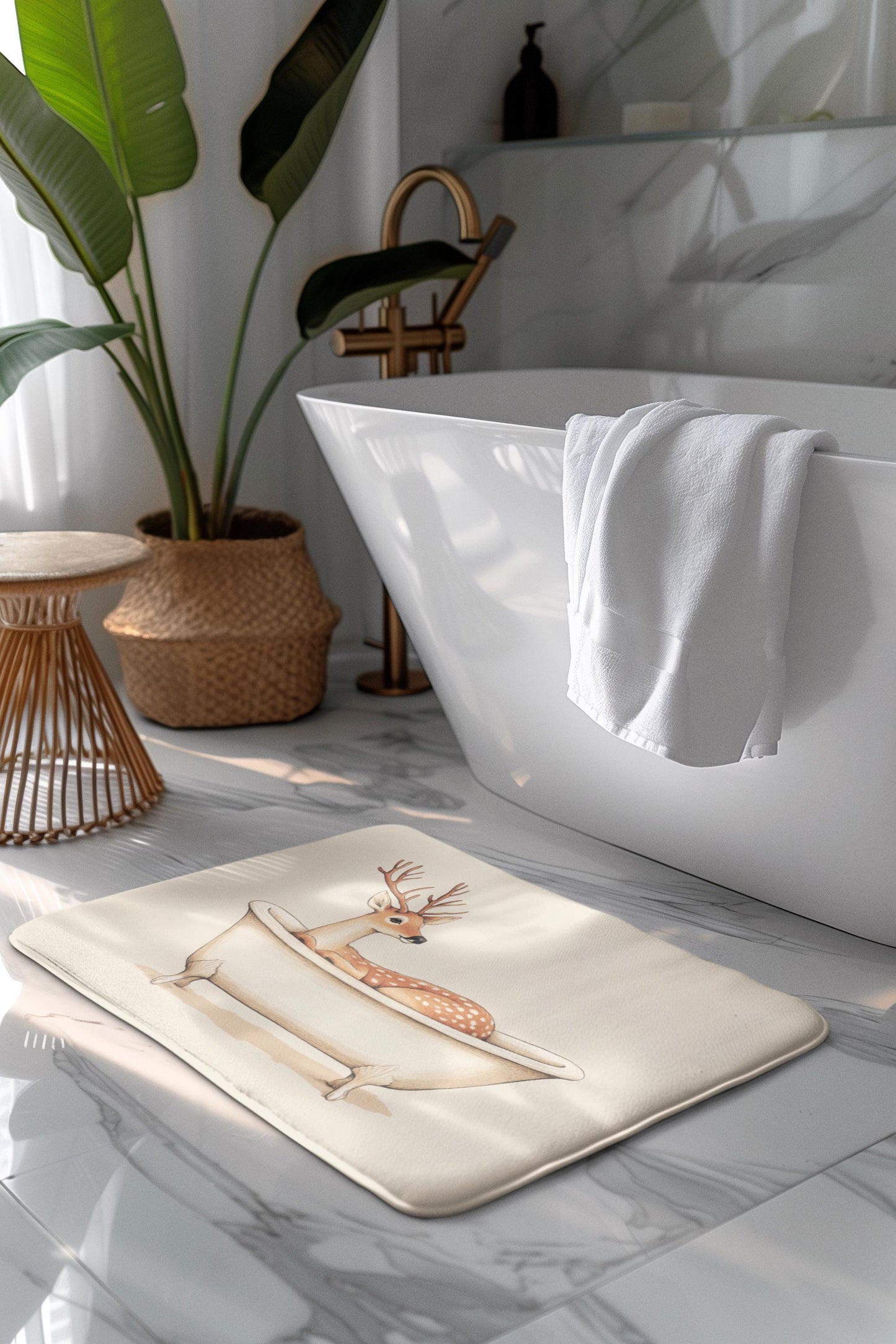 Deer Bath Mat – Rustic Woodland Bathroom Rug