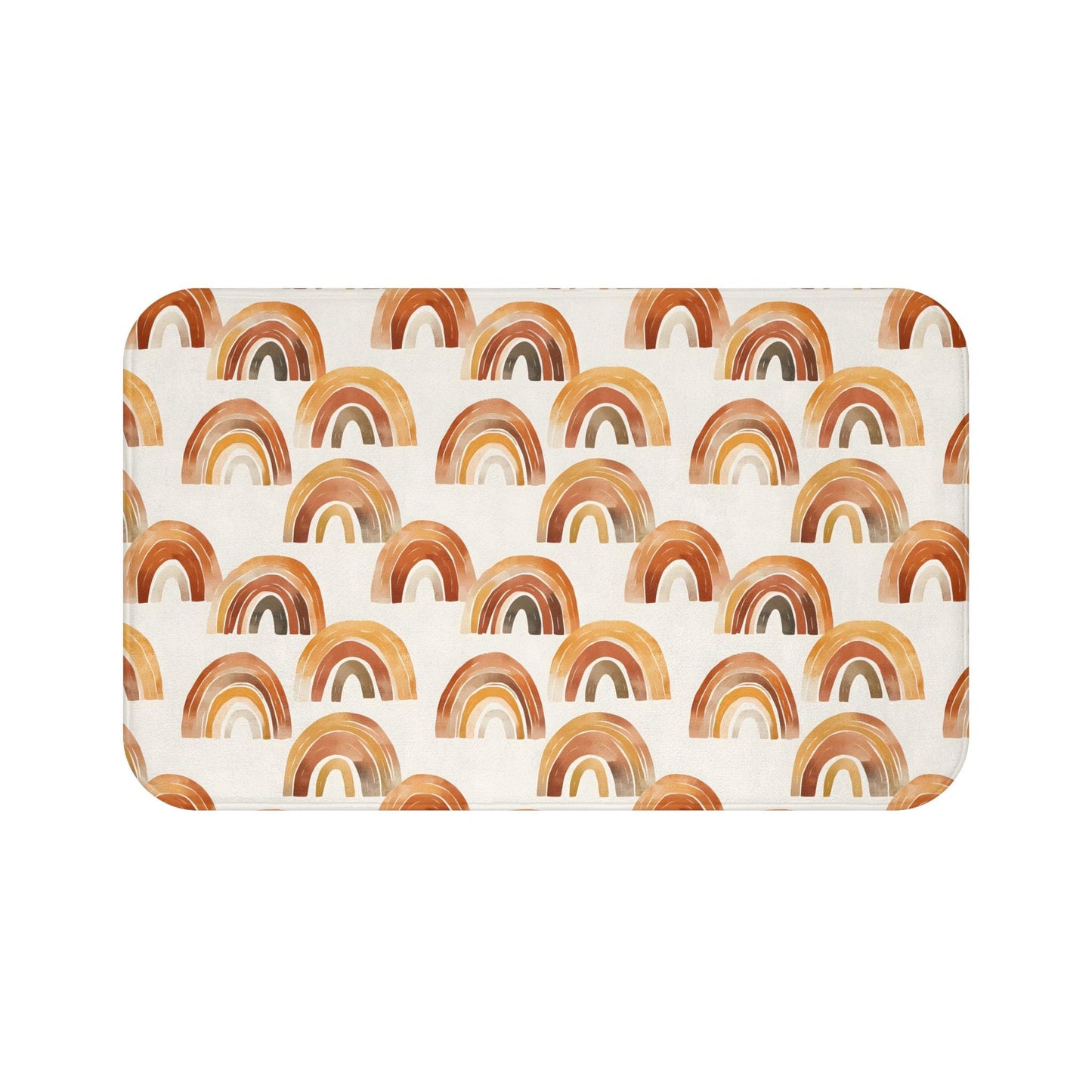 Terracotta Rainbow Bath Mat – Abstract Boho Bathroom Rug