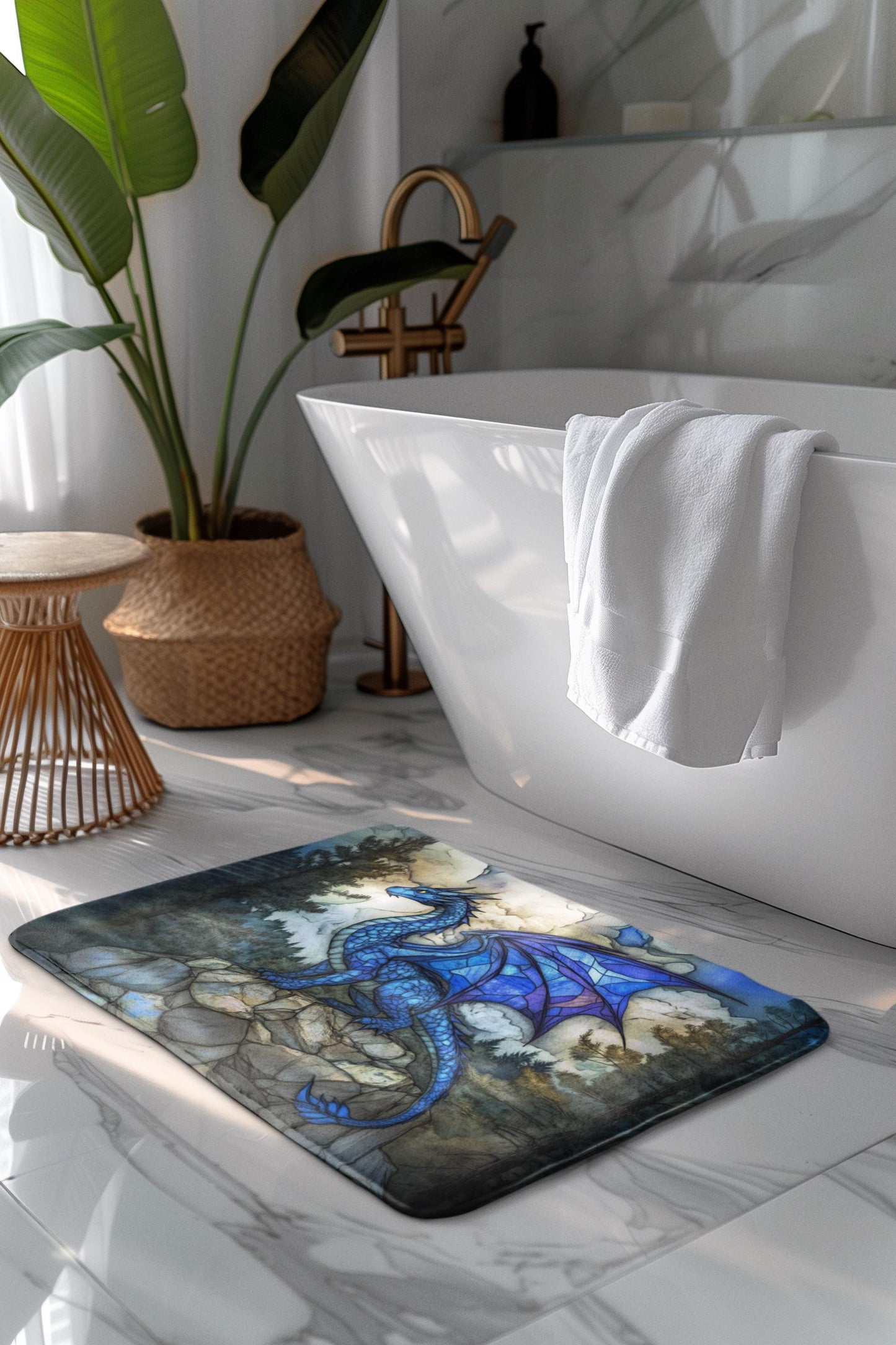 Blue Dragon Bath Mat – Fantasy Bathroom Decor