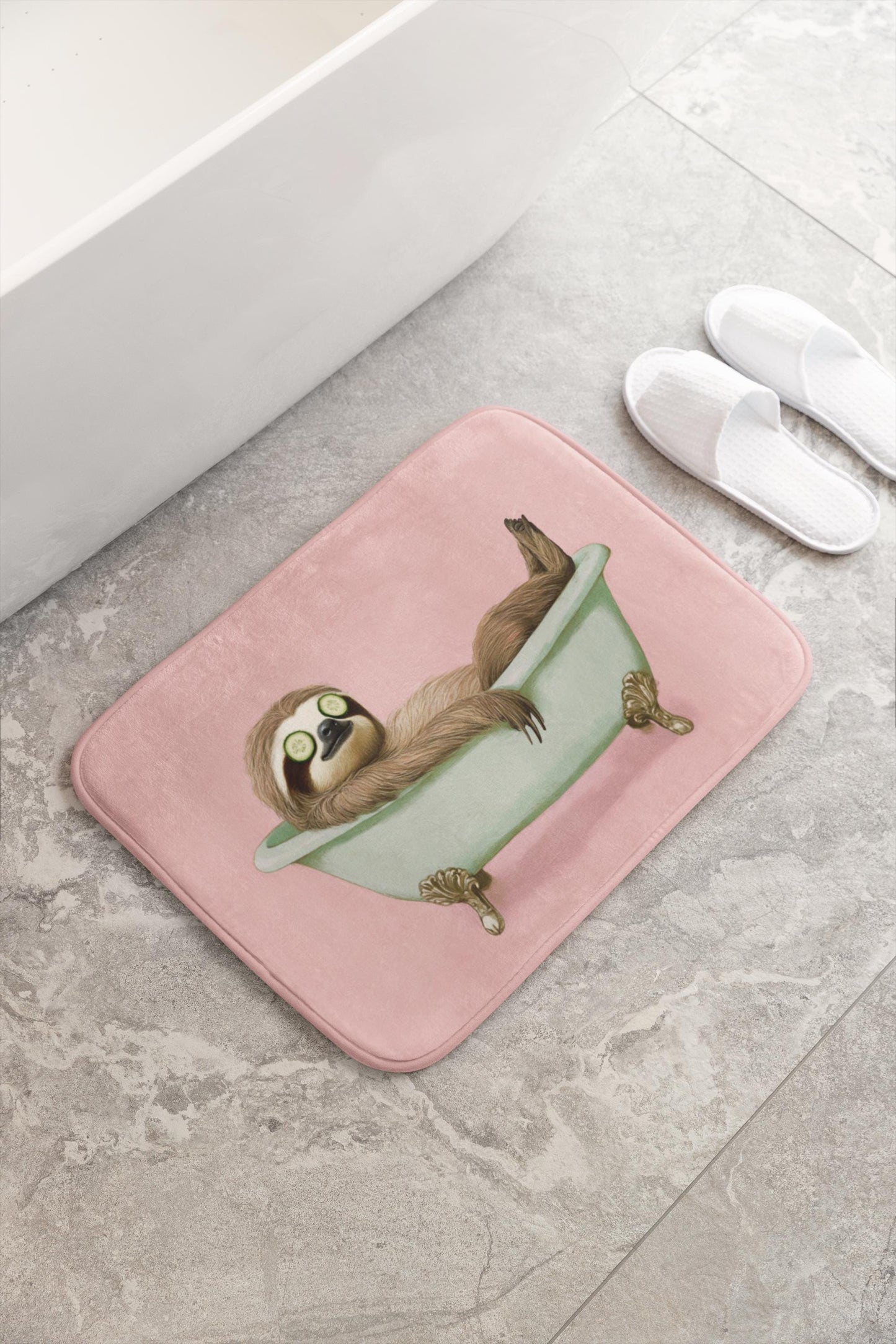 Sloth Bath Mat – Funny Animal Bathroom Rug, Self-Care Whimsical Decor & Gift