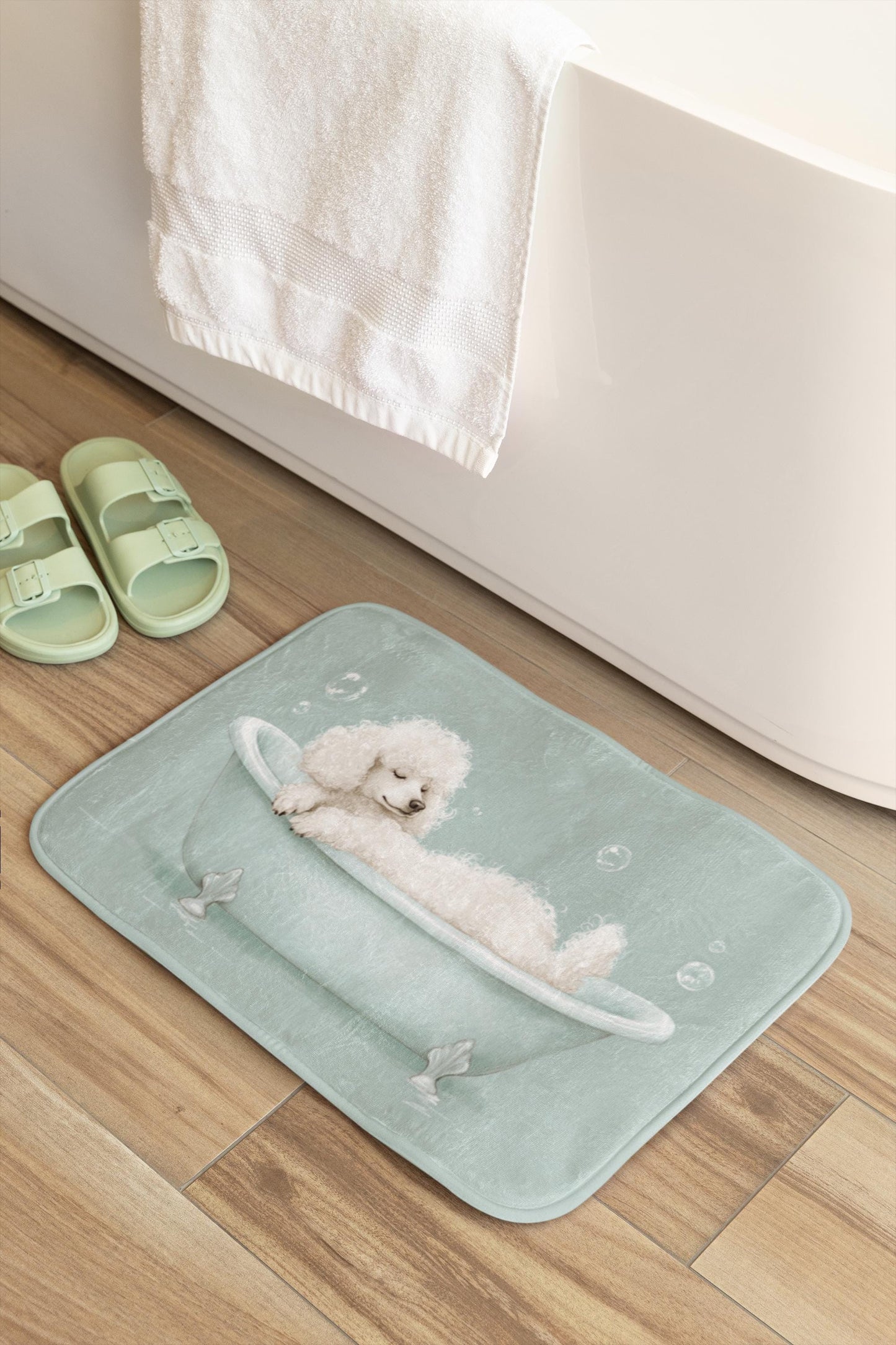 Poodle Bath Mat – Cute Dog Bathroom Rug, Pet Lover Gift