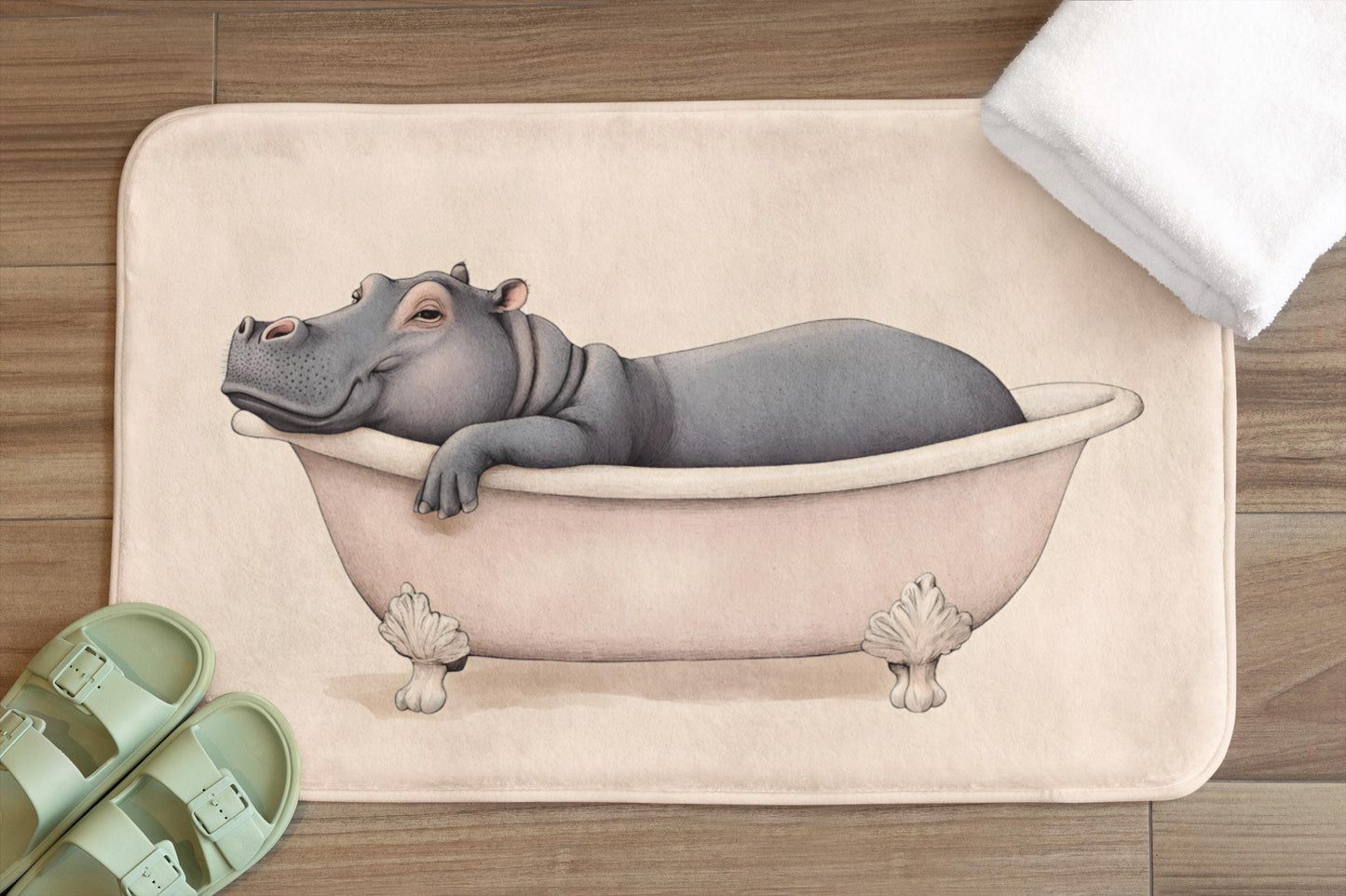 Hippo Bath Mat – Cute Animal Bathroom Rug