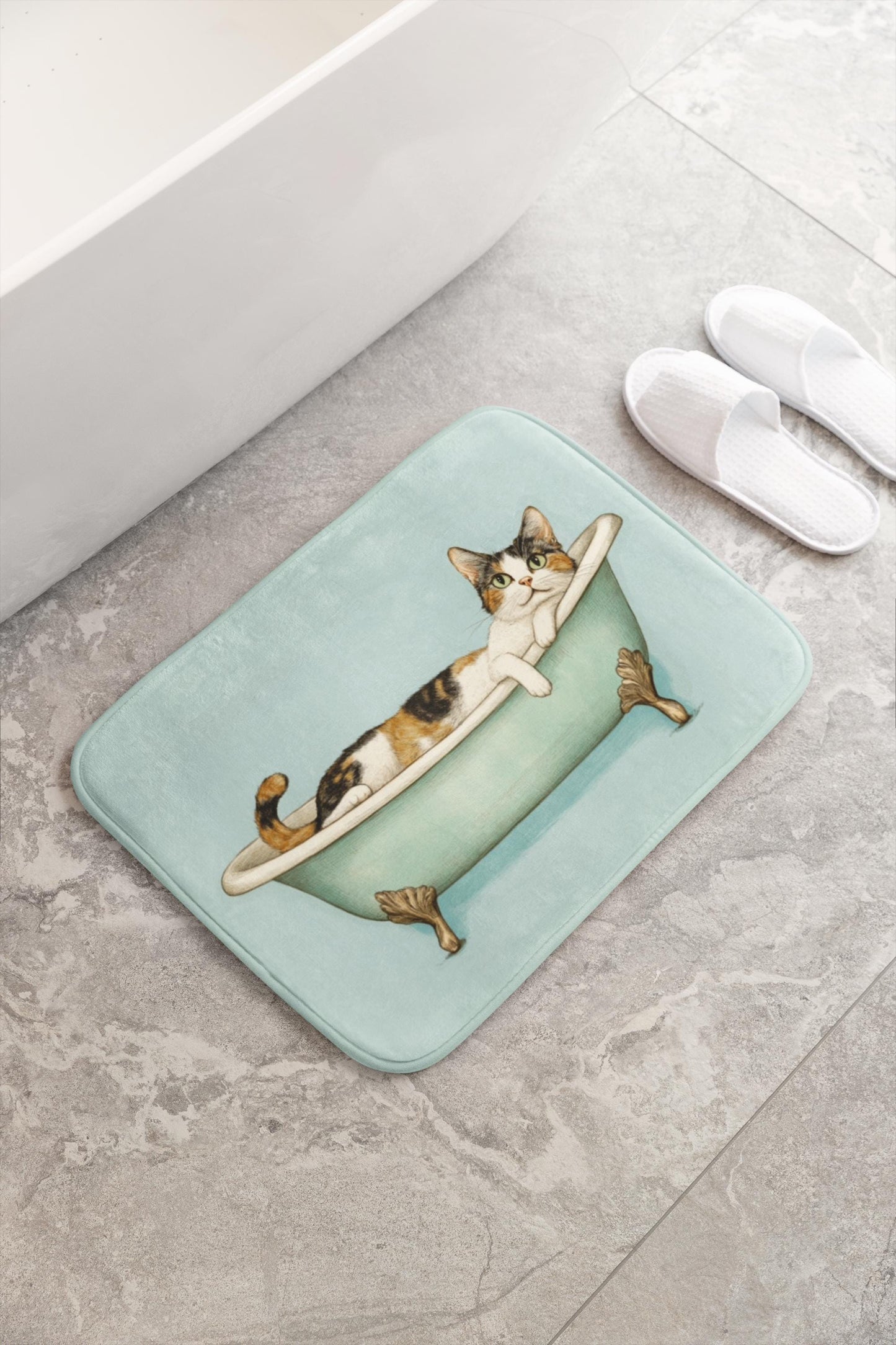 Cat Bath Mat – Cute Cat Bathroom Rug, Kitty Decor, Soft Non-Slip