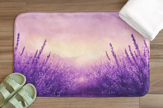 Lavender Bath Mat – Purple Floral Cottagecore Rug