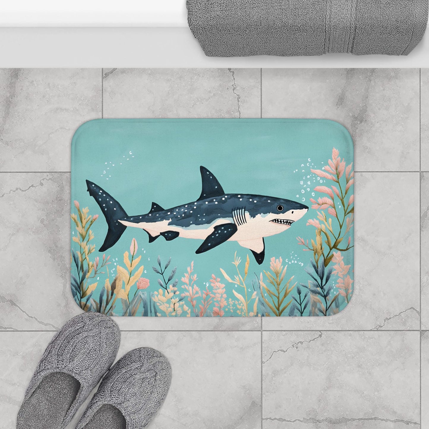 Shark Bath Mat – Nautical Ocean Bathroom Rug