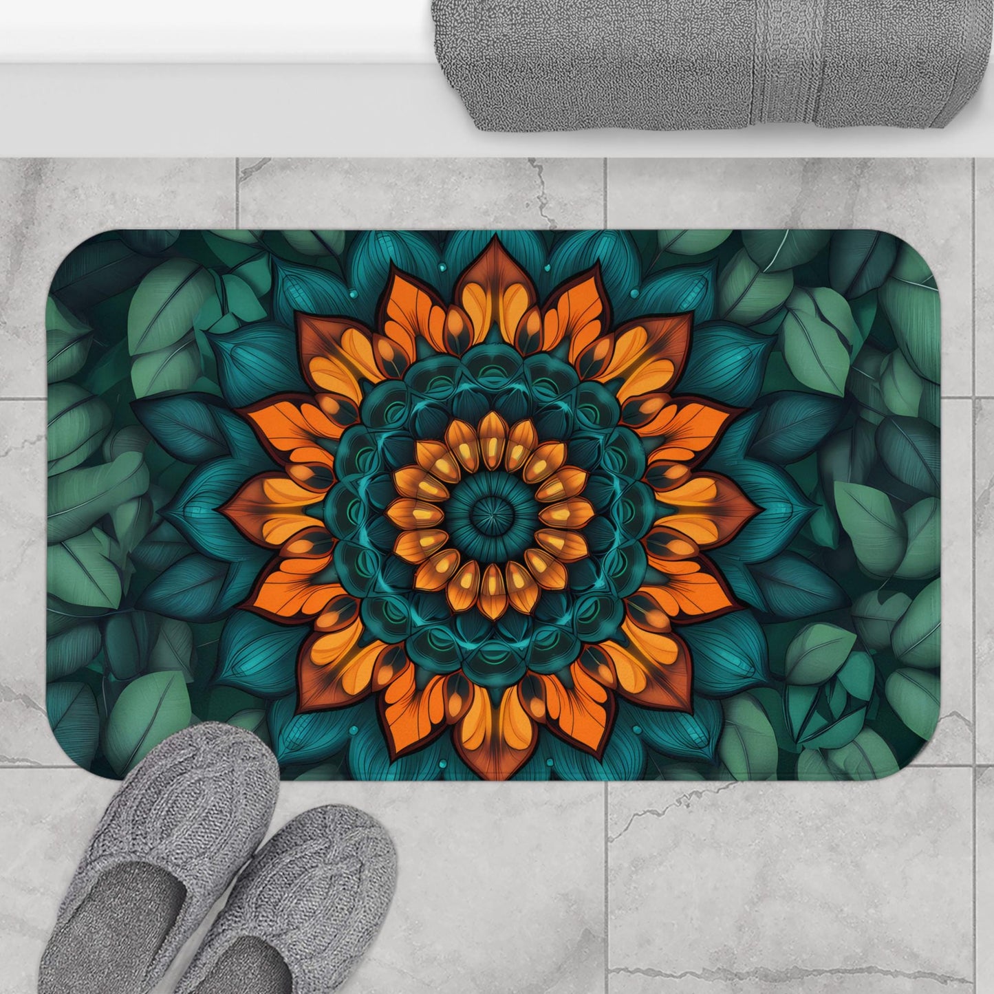 Mandala Bath Mat – Colorful Boho Bathroom Rug