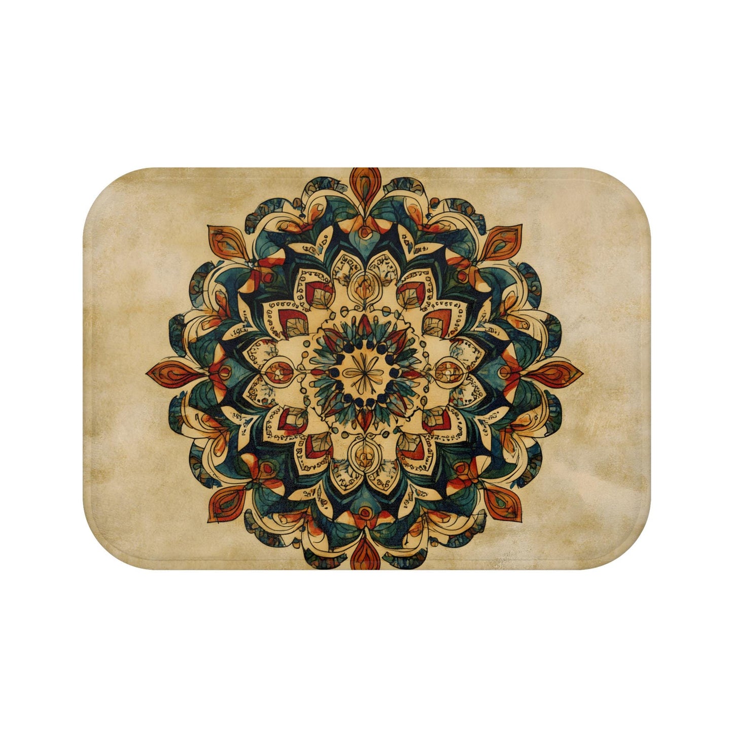 Mandala Bath Mat – Colorful Boho Spiritual Rug, Artistic Bathroom Accent