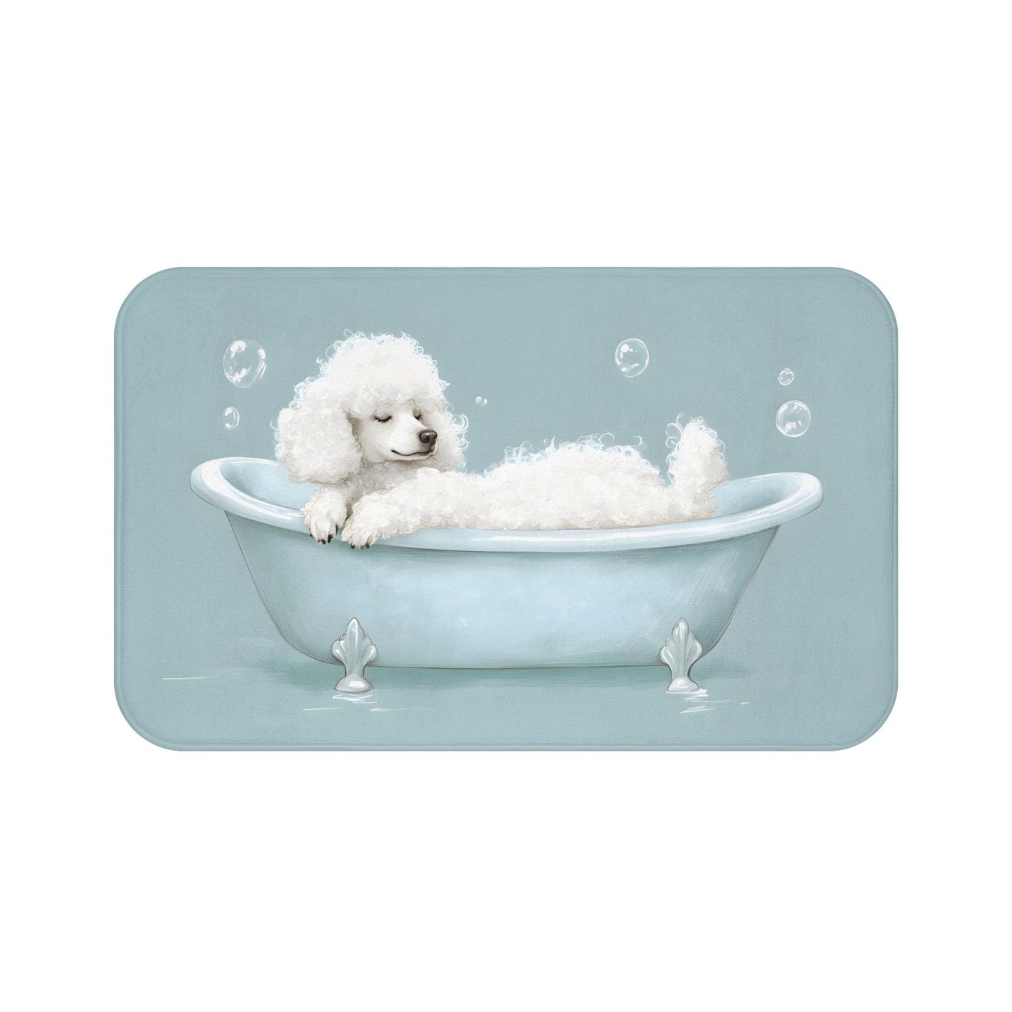 Poodle Bath Mat – Cute Dog Bathroom Rug, Pet Lover Gift