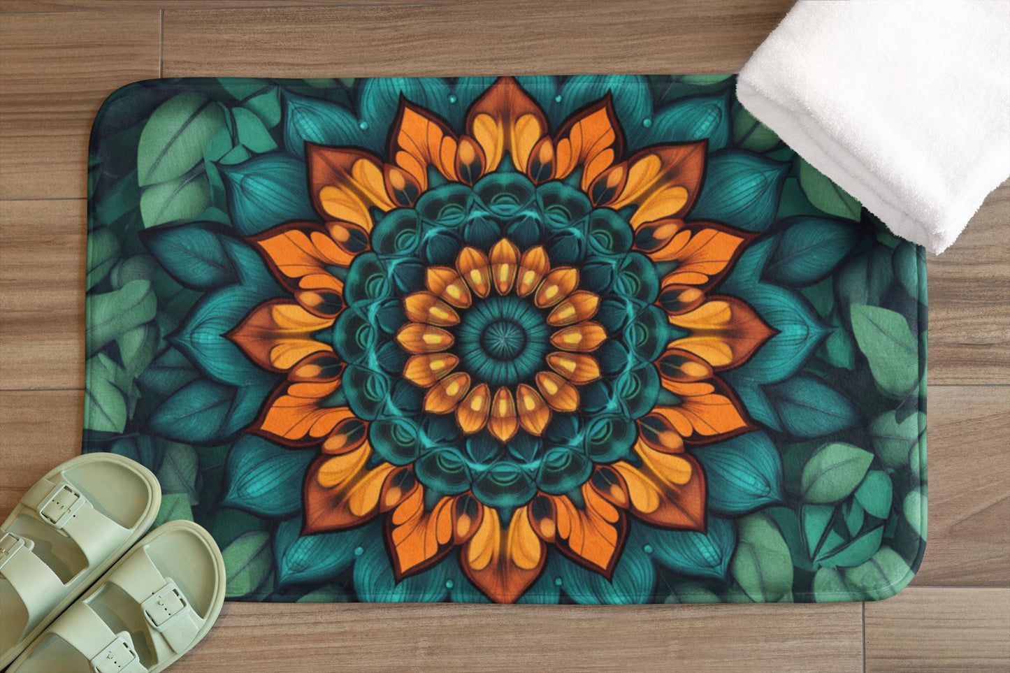 Mandala Bath Mat – Colorful Boho Bathroom Rug