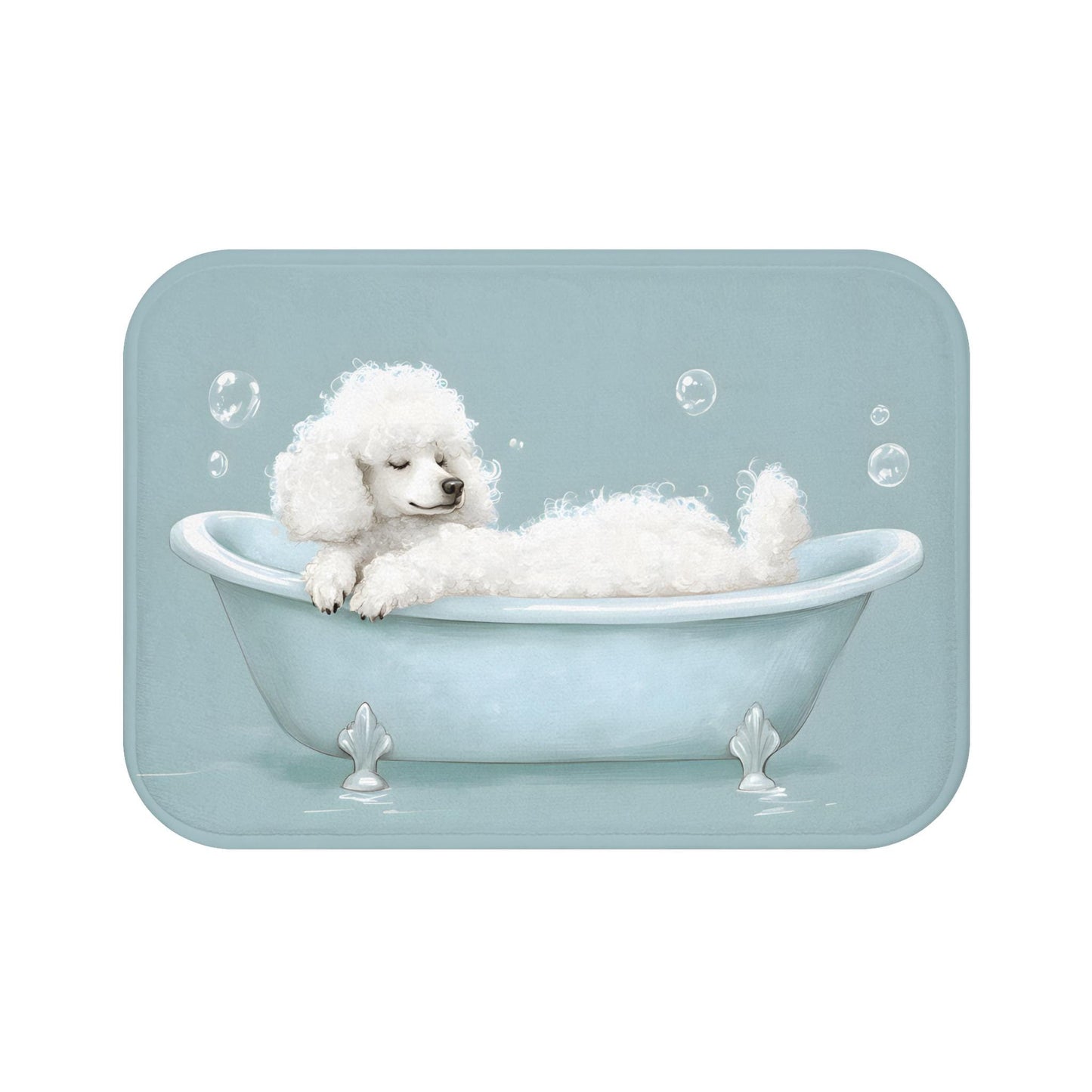 Poodle Bath Mat – Cute Dog Bathroom Rug, Pet Lover Gift
