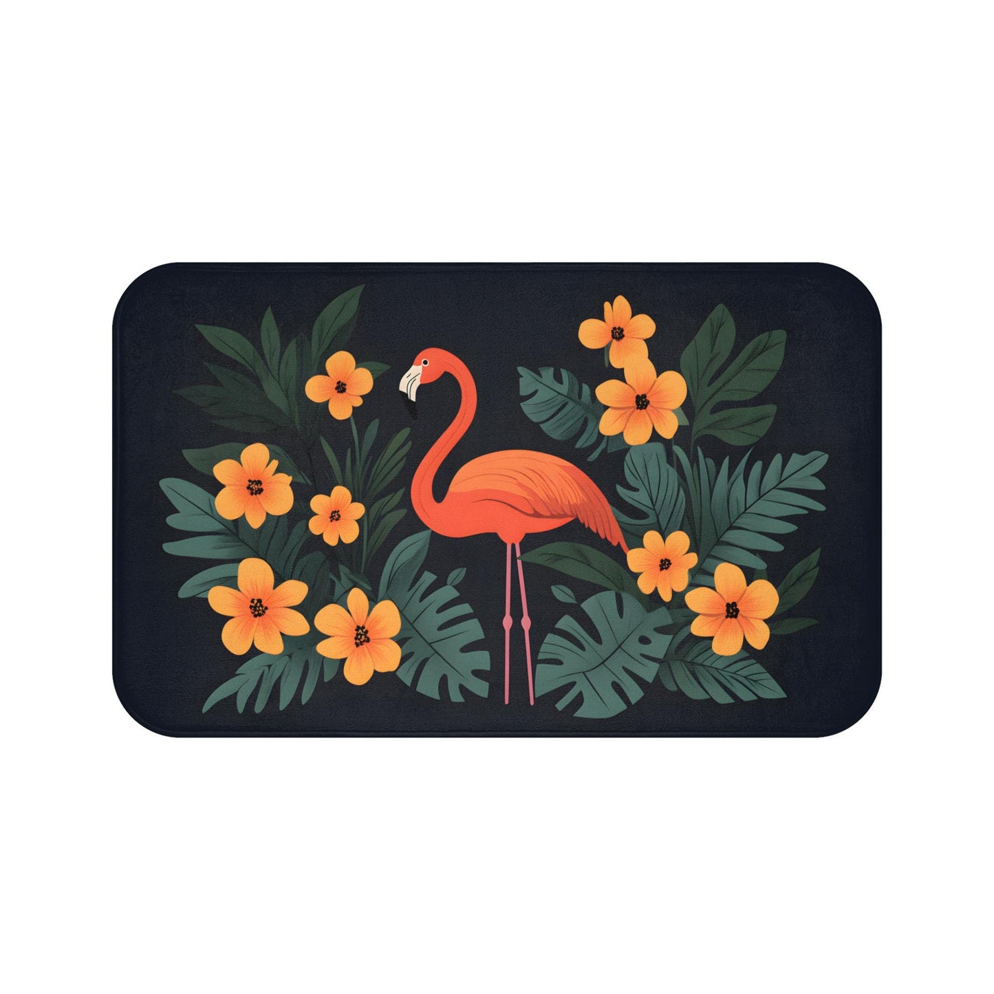 Tropical Flamingo Bath Mat – Pink Jungle Bird Bathroom Rug