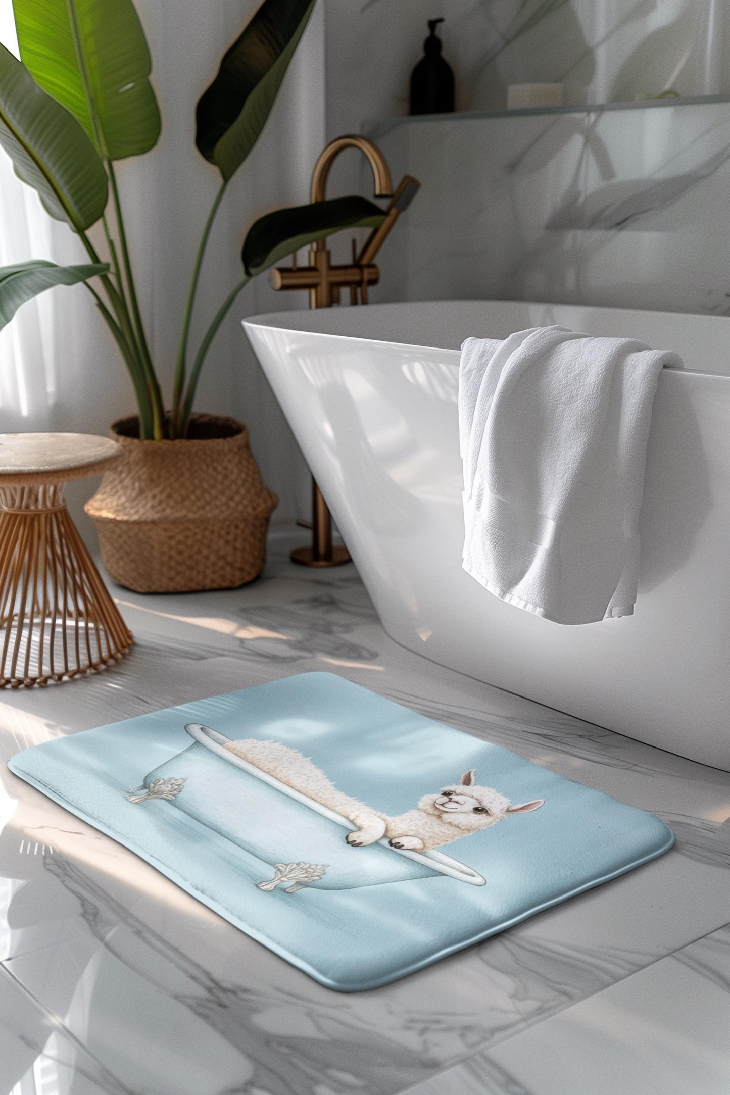 Alpaca Bath Mat – Cute Animal Bathroom Rug