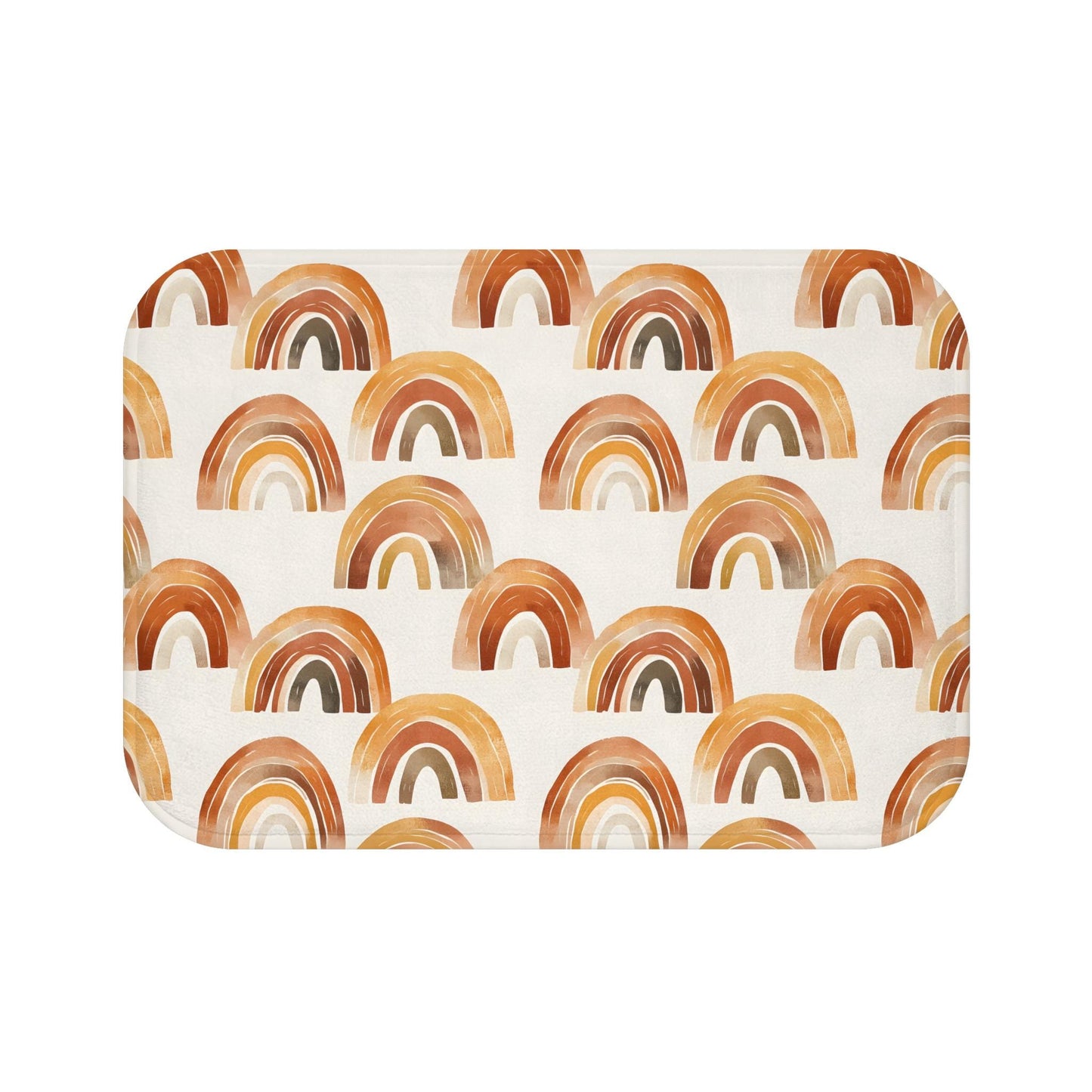 Terracotta Rainbow Bath Mat – Abstract Boho Bathroom Rug