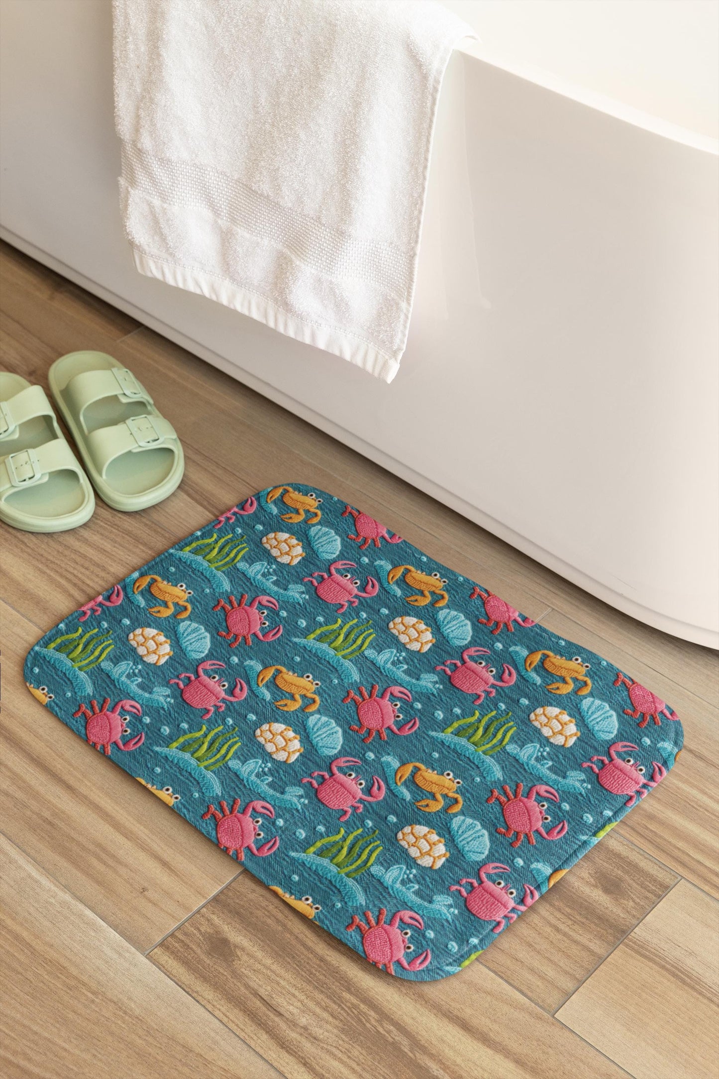 Crab Bath Mat – Coastal Beach Bathroom Decor
