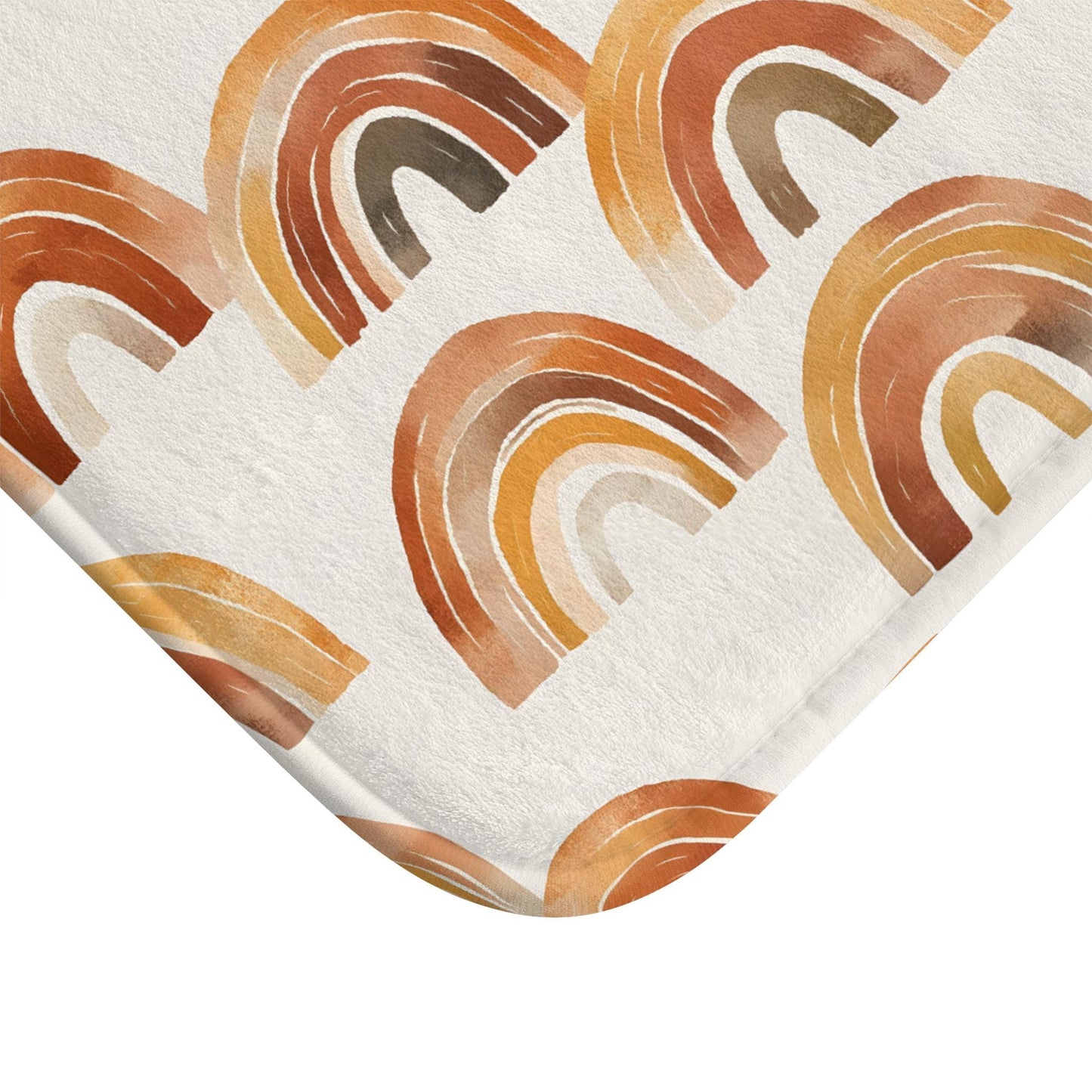 Terracotta Rainbow Bath Mat – Abstract Boho Bathroom Rug