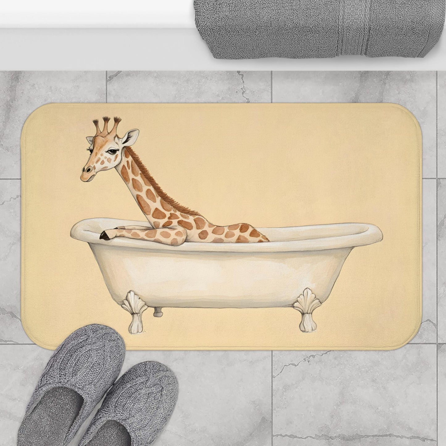 Giraffe Bath Mat – Safari Animal Bathroom Rug