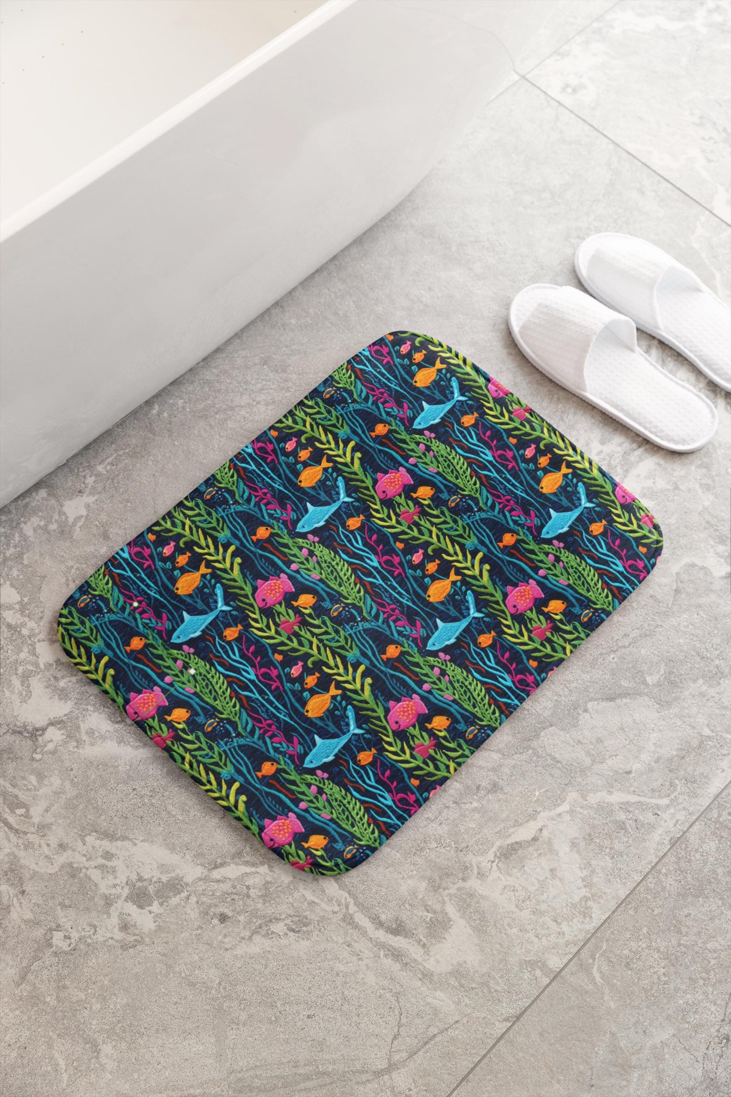 Tropical Fish Bath Mat – Colorful Ocean Bathroom Rug