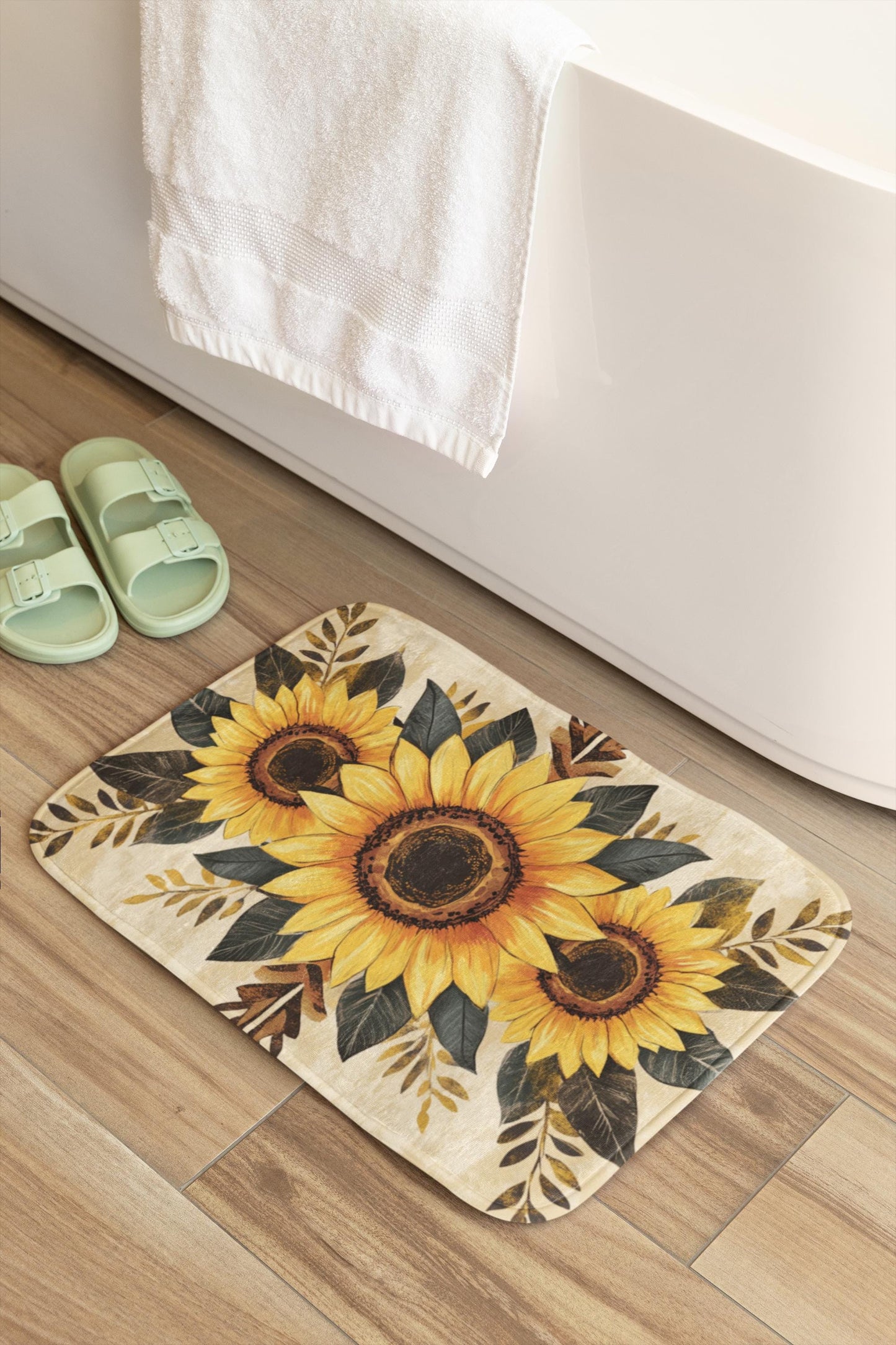Sunflower Bath Mat – Rustic Farmhouse Bathroom Rug