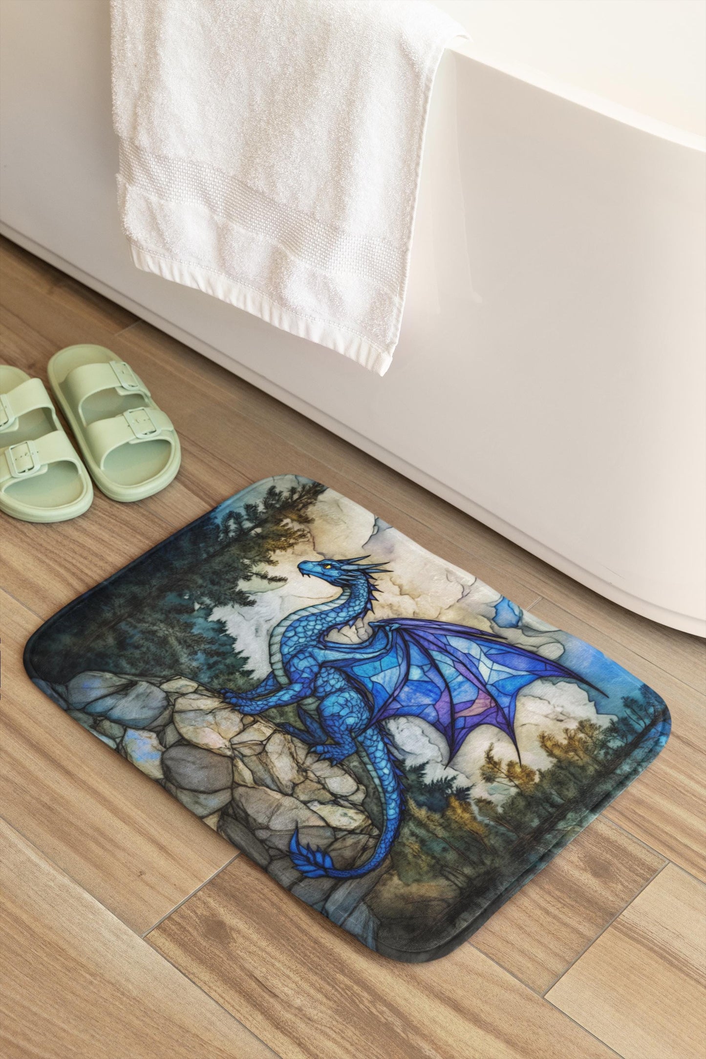 Blue Dragon Bath Mat – Fantasy Bathroom Decor