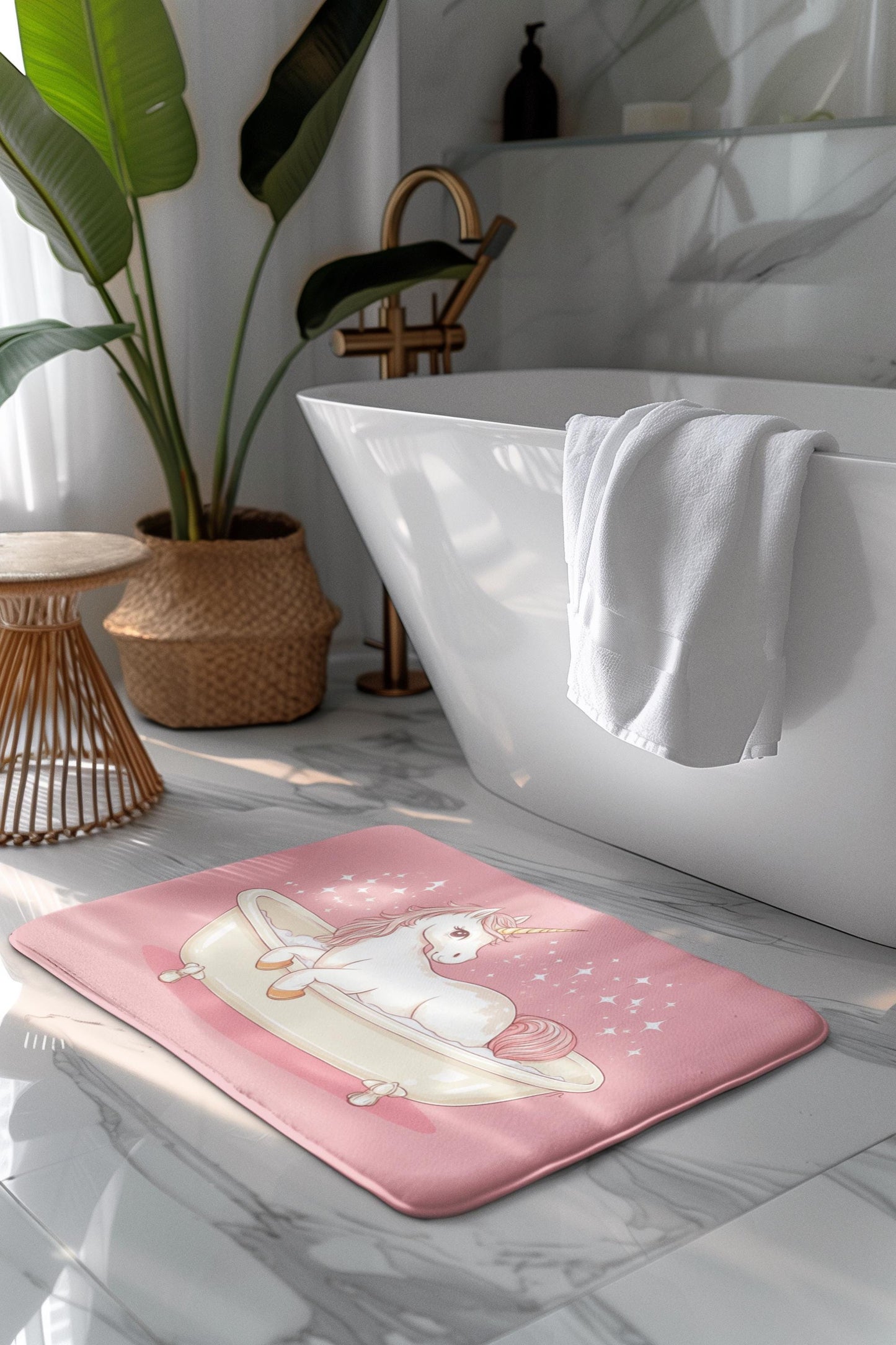Unicorn Bath Mat – Cute Pink Magical Bathroom Rug
