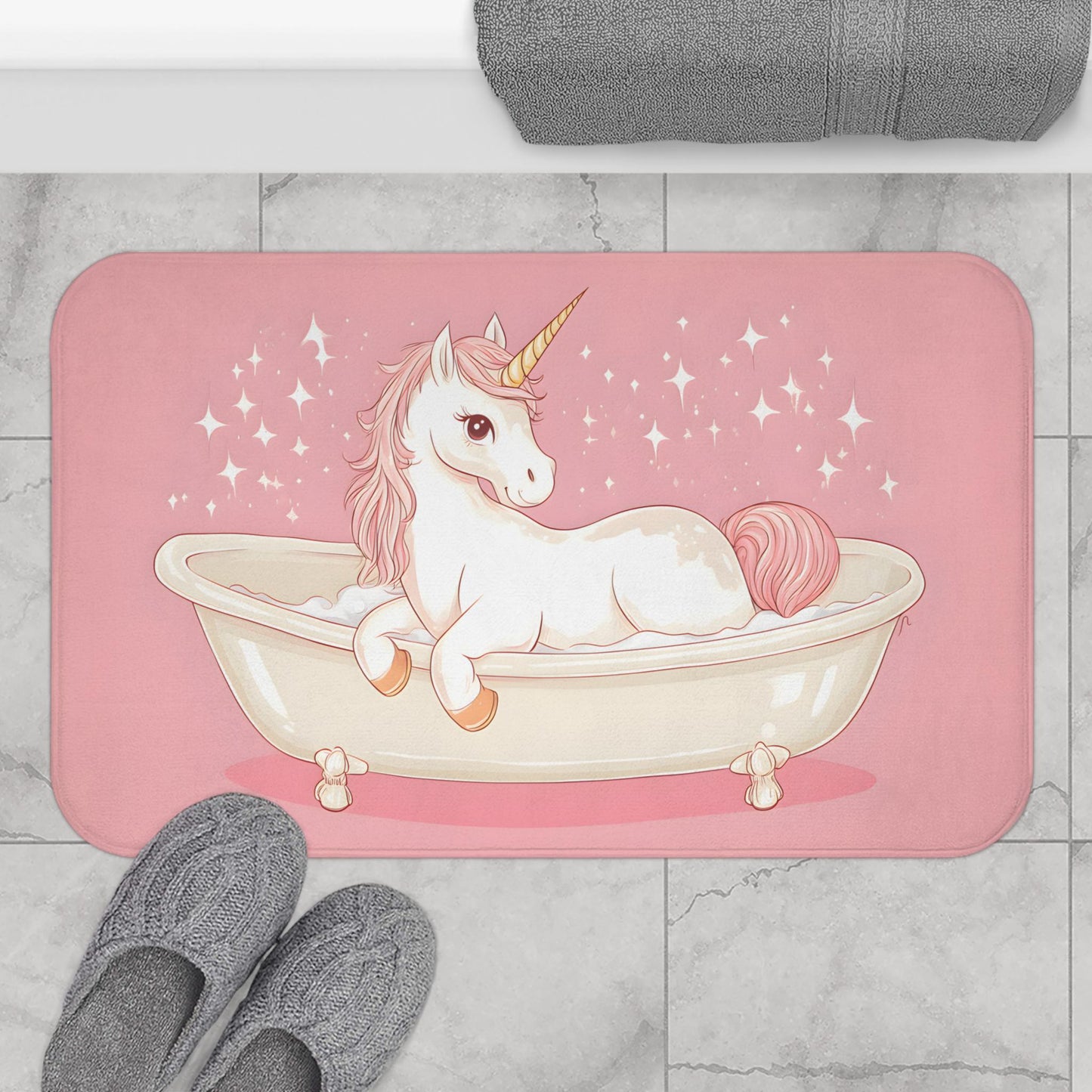 Unicorn Bath Mat – Cute Pink Magical Bathroom Rug