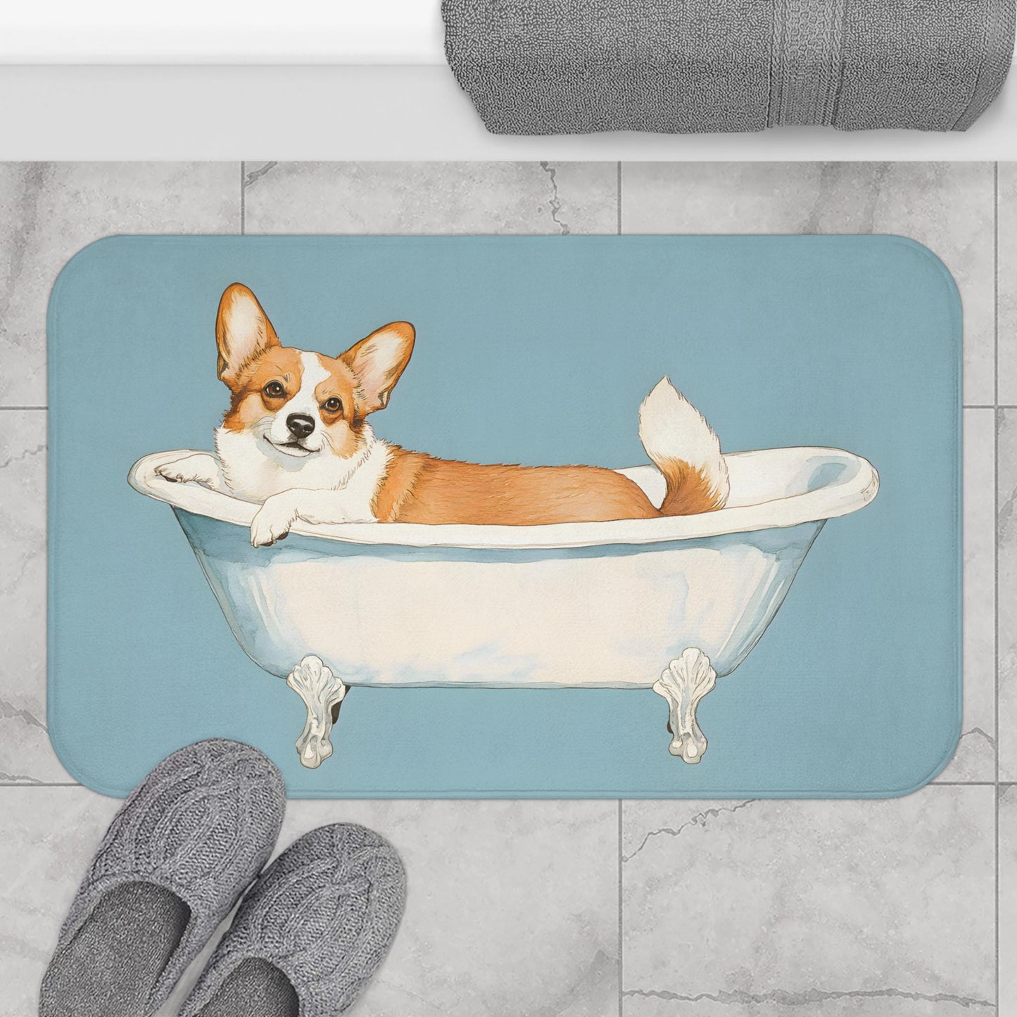 Corgi Bath Mat – Cute Puppy Dog Bathroom Rug