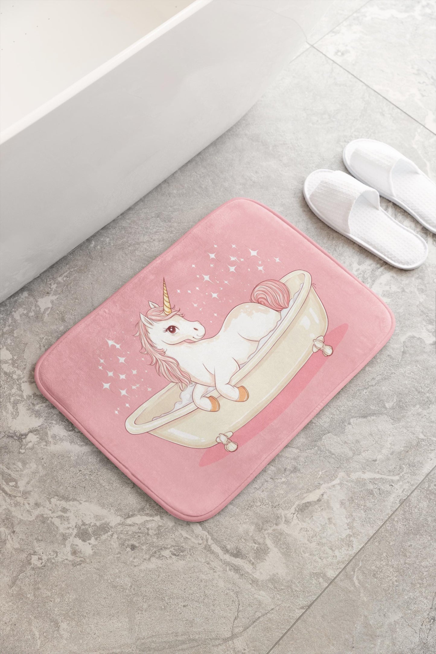 Unicorn Bath Mat – Cute Pink Magical Bathroom Rug