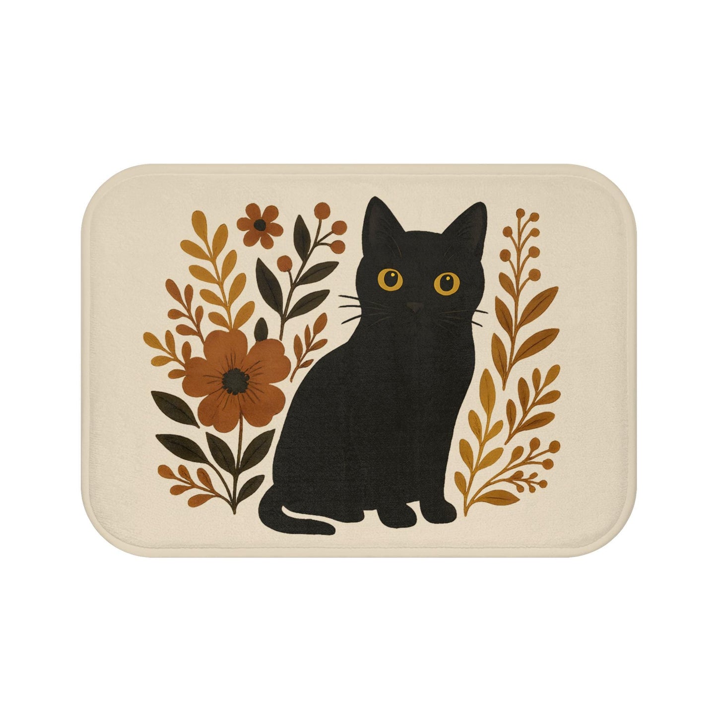 Black Cat Bath Mat – Cute Halloween Bathroom Rug for Cat Lovers