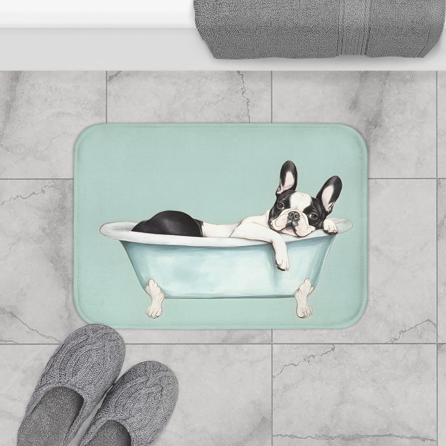 French Bulldog Bath Mat – Cute Dog Lover Bathroom Rug