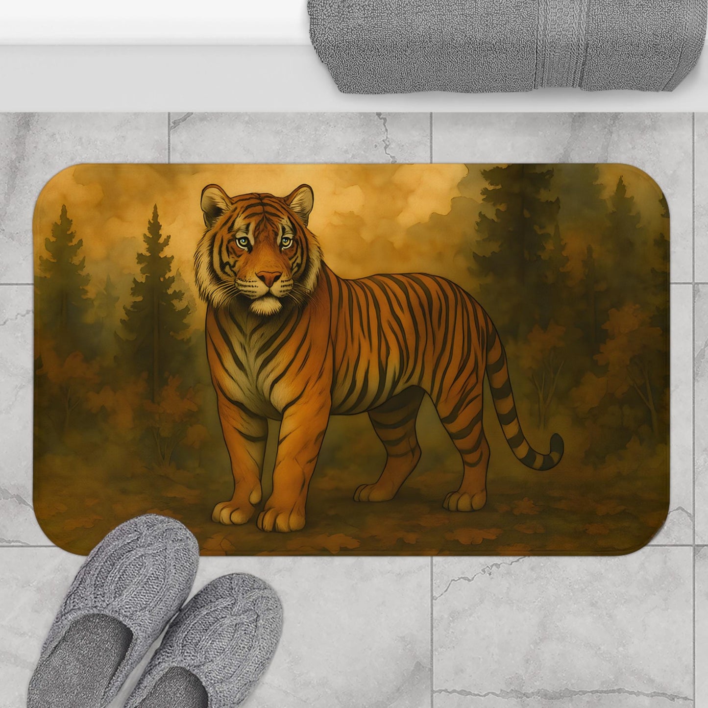 Tiger Bath Mat – Bold Jungle Animal Print Bathroom Rug