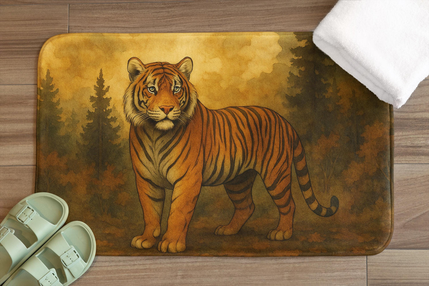 Tiger Bath Mat – Bold Jungle Animal Print Bathroom Rug