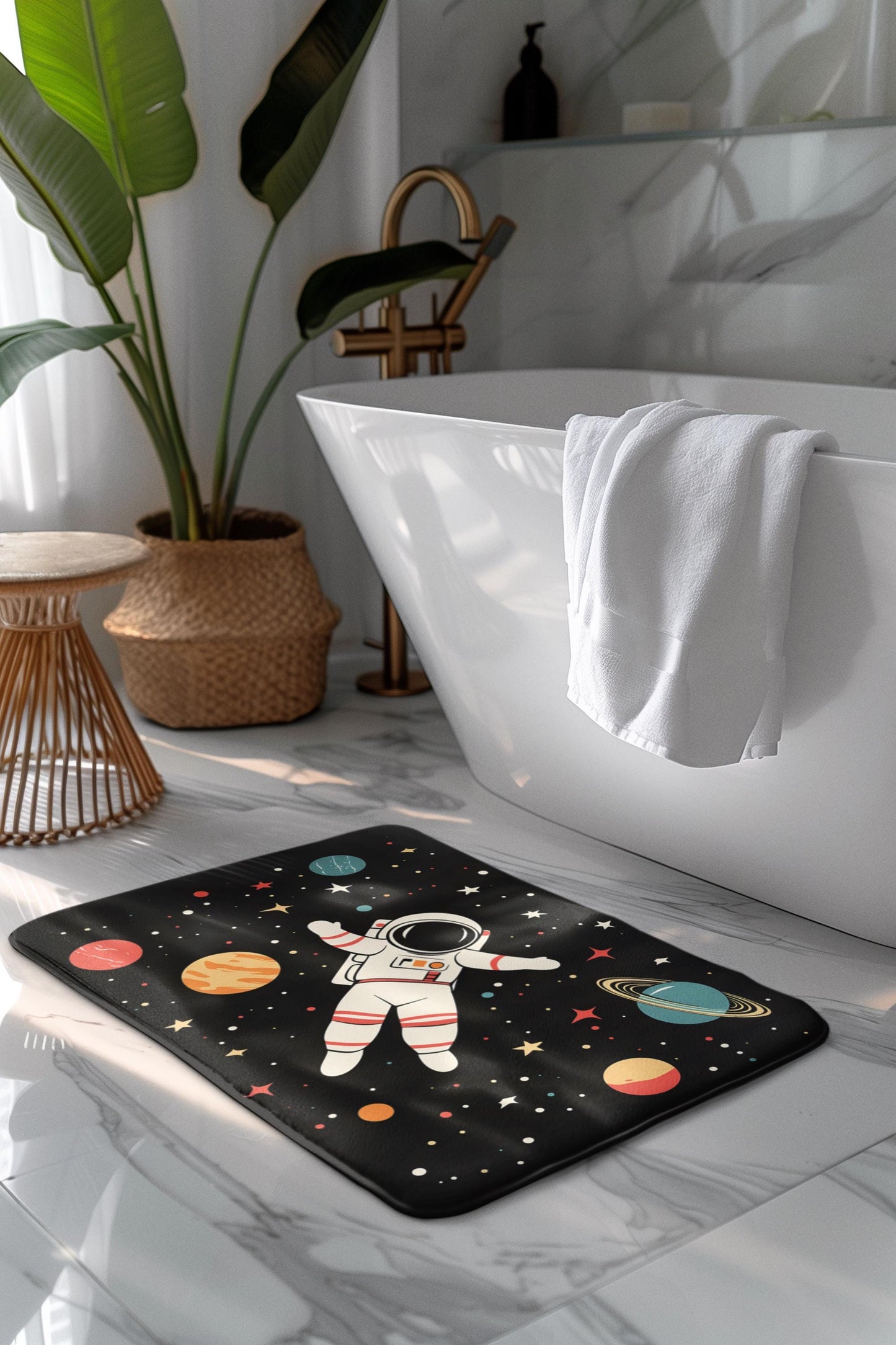 Astronaut Bath Mat – Outer Space Kids Bathroom Rug