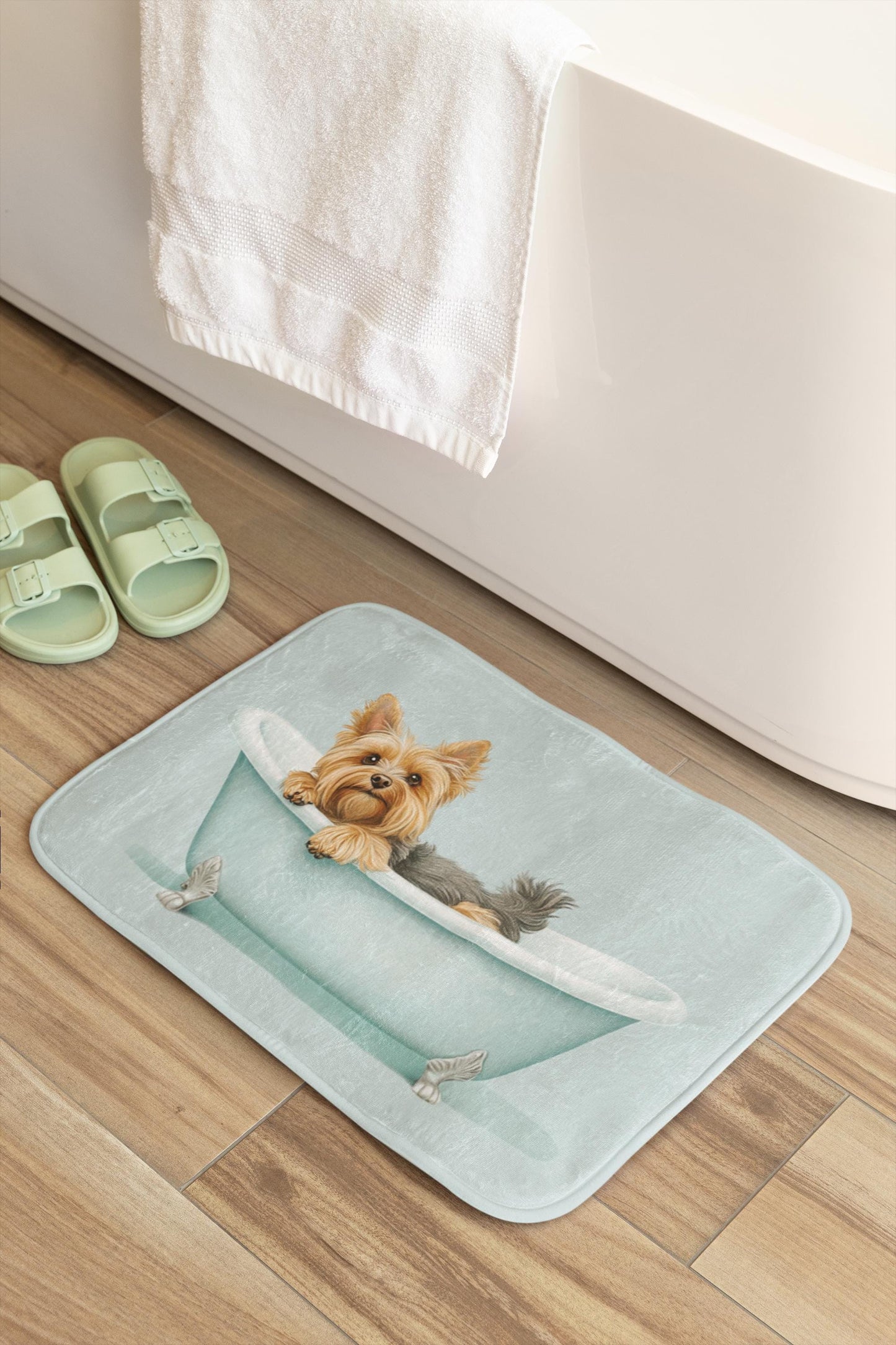 Yorkshire Terrier Bath Mat – Yorkie Bathroom Rug, Cute Dog Decor, Soft Non-Slip