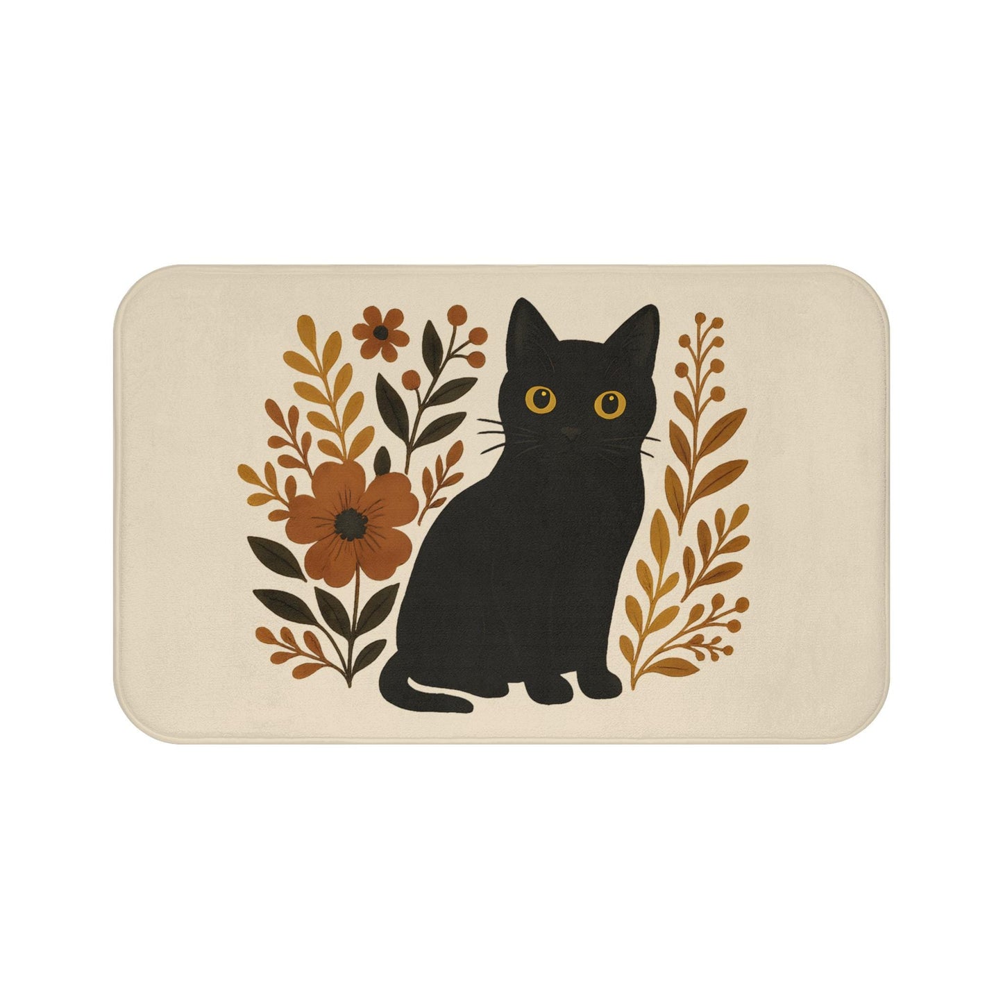 Black Cat Bath Mat – Cute Halloween Bathroom Rug for Cat Lovers