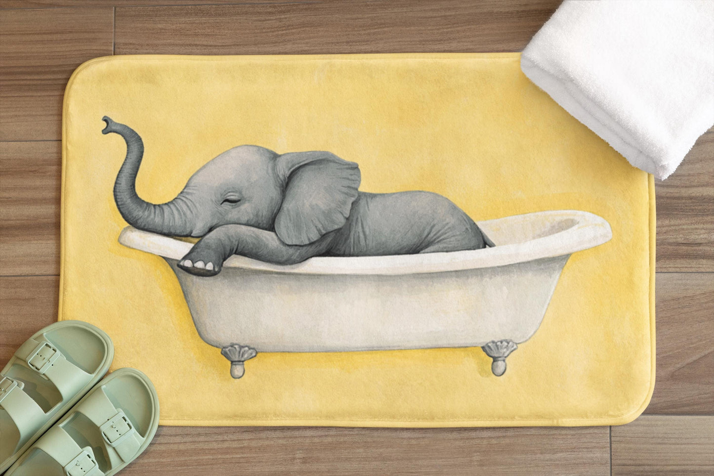 Elephant Bath Mat – Cute Safari Animal Bathroom Rug, Whimsical Wildlife Decor