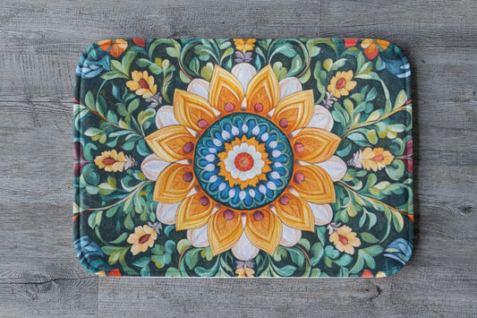 Mandala Bath Mat – Colorful Boho Sacred Geometry Rug