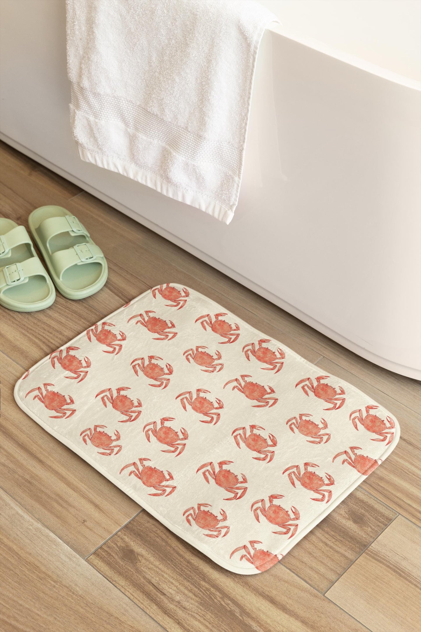 Funny Red Crab Bath Mat – Coastal Nautical Bathroom Rug