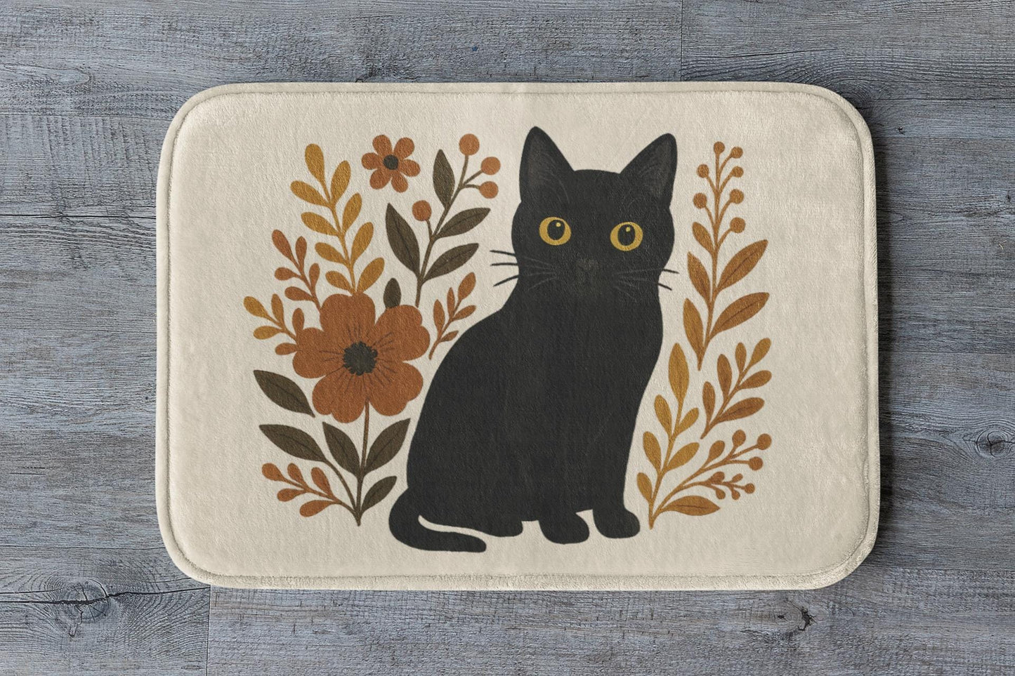 Black Cat Bath Mat – Cute Halloween Bathroom Rug for Cat Lovers