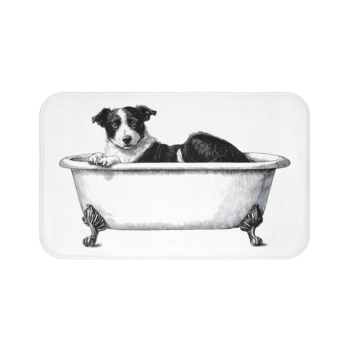 Dog Bath Mat – Black and White Pup Bathroom Rug